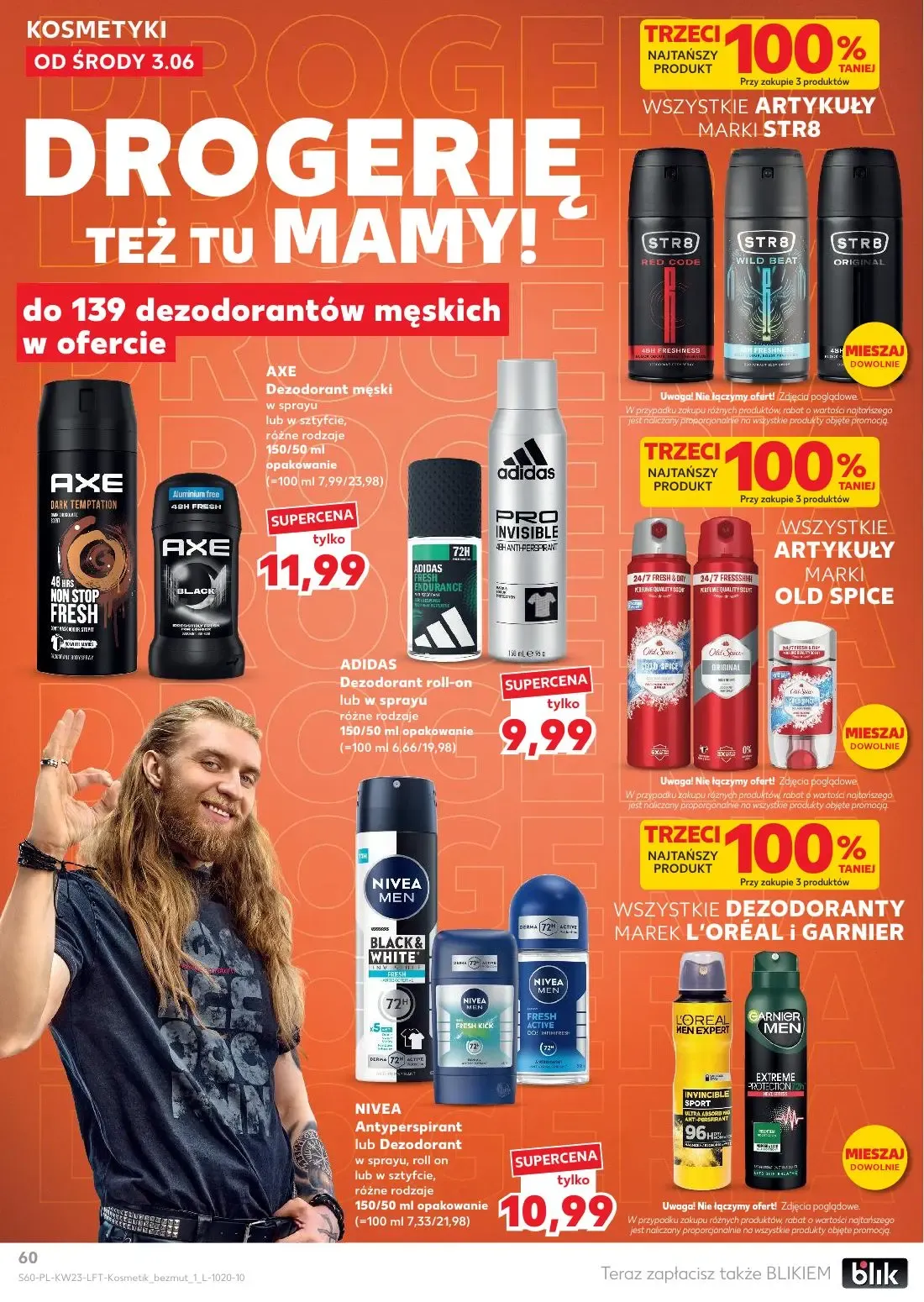 Kaufland gazetka, strona 60 z 74 — AXE Dezodorant męski w sprayu lub w sztyfcie, ADIDAS Dezodorant roll-on lub w sprayu, NIV…