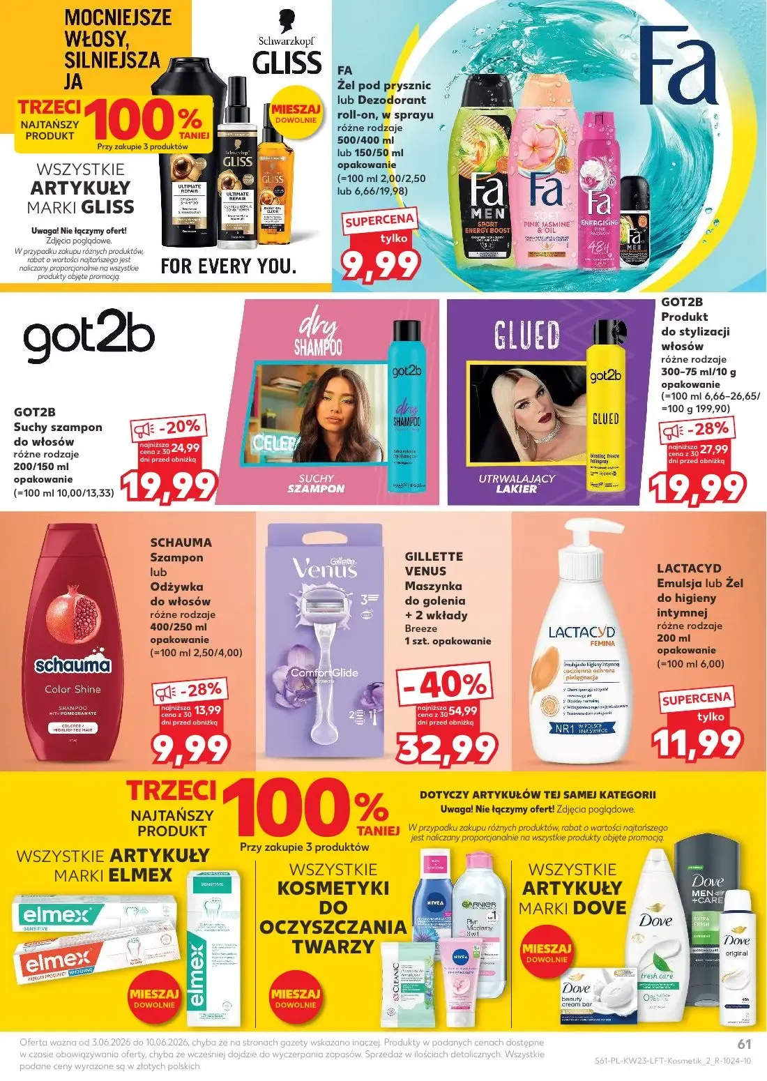 Kaufland gazetka, strona 61 z 74 — GILLETTE VENUS Maszynka do golenia + 2 wkłady Breeze, got2b Produkt do stylizacji włosów,…