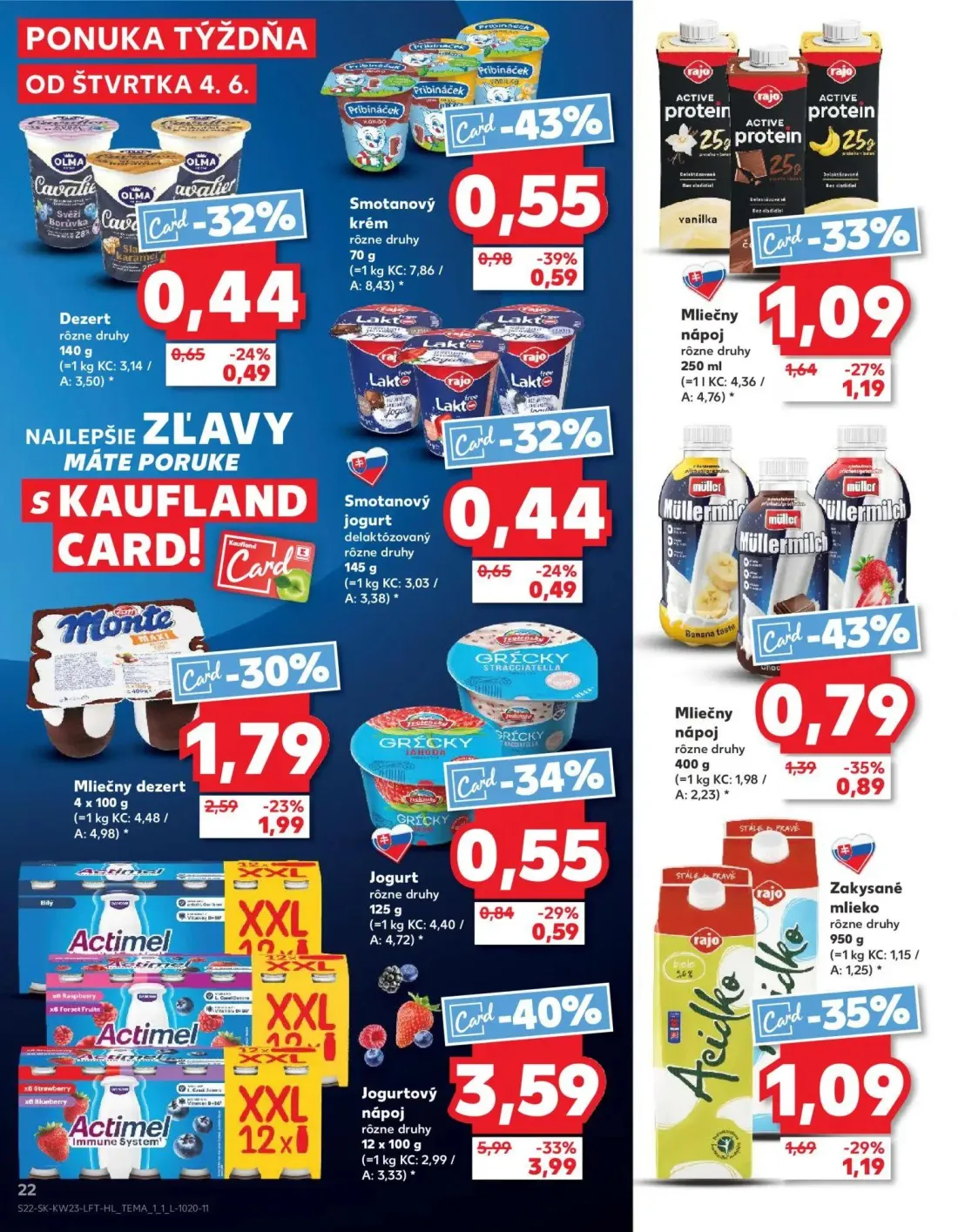 Kaufland leták, strana 22 z 76 — Jogurtový nápoj, Mliečny dezert, Mliečny nápoj