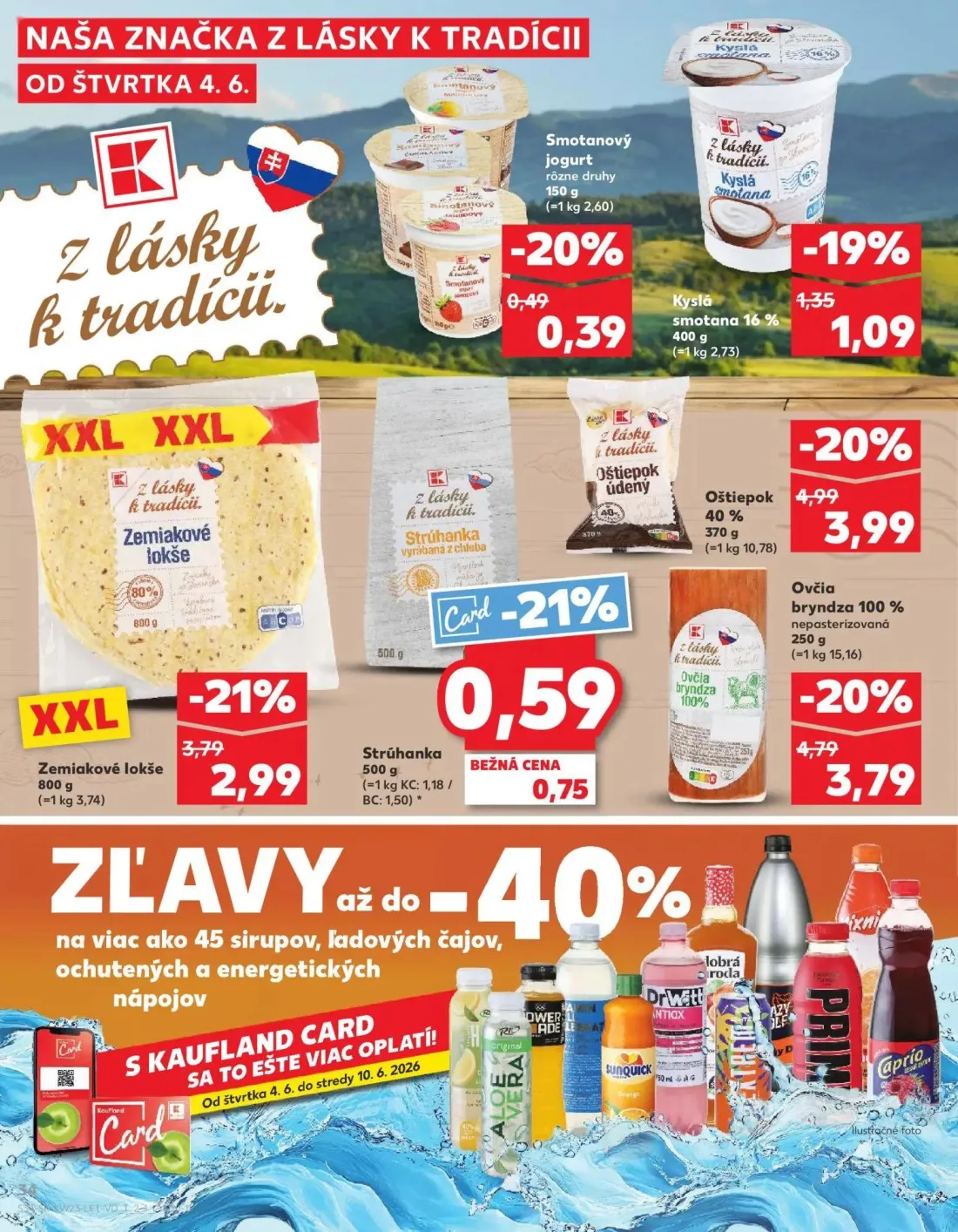 Kaufland leták, strana 34 z 76 — Kyslá smotana 16%, Smotanový jogurt rôzne druhy