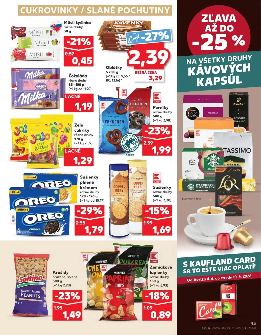 Kaufland leták, strana 43 z 76 — Oblátky, Arašidy pražené, solené, Sušienky