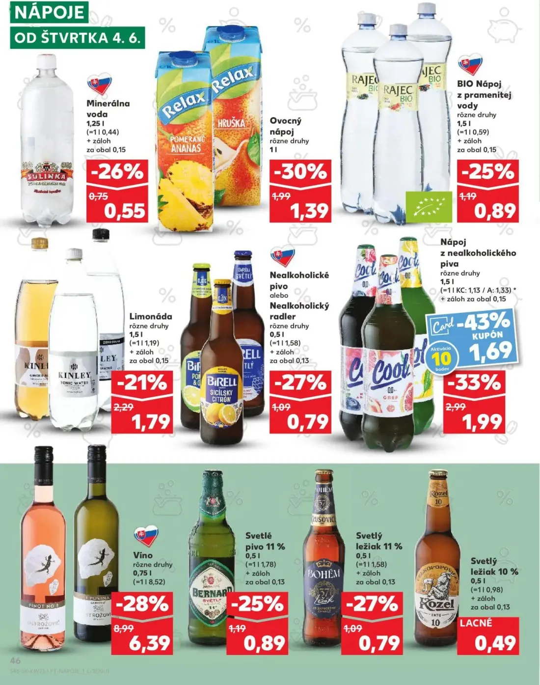 Kaufland leták, strana 46 z 76 — Nápoj z nealkoholického piva, Ovocný nápoj, Limonáda