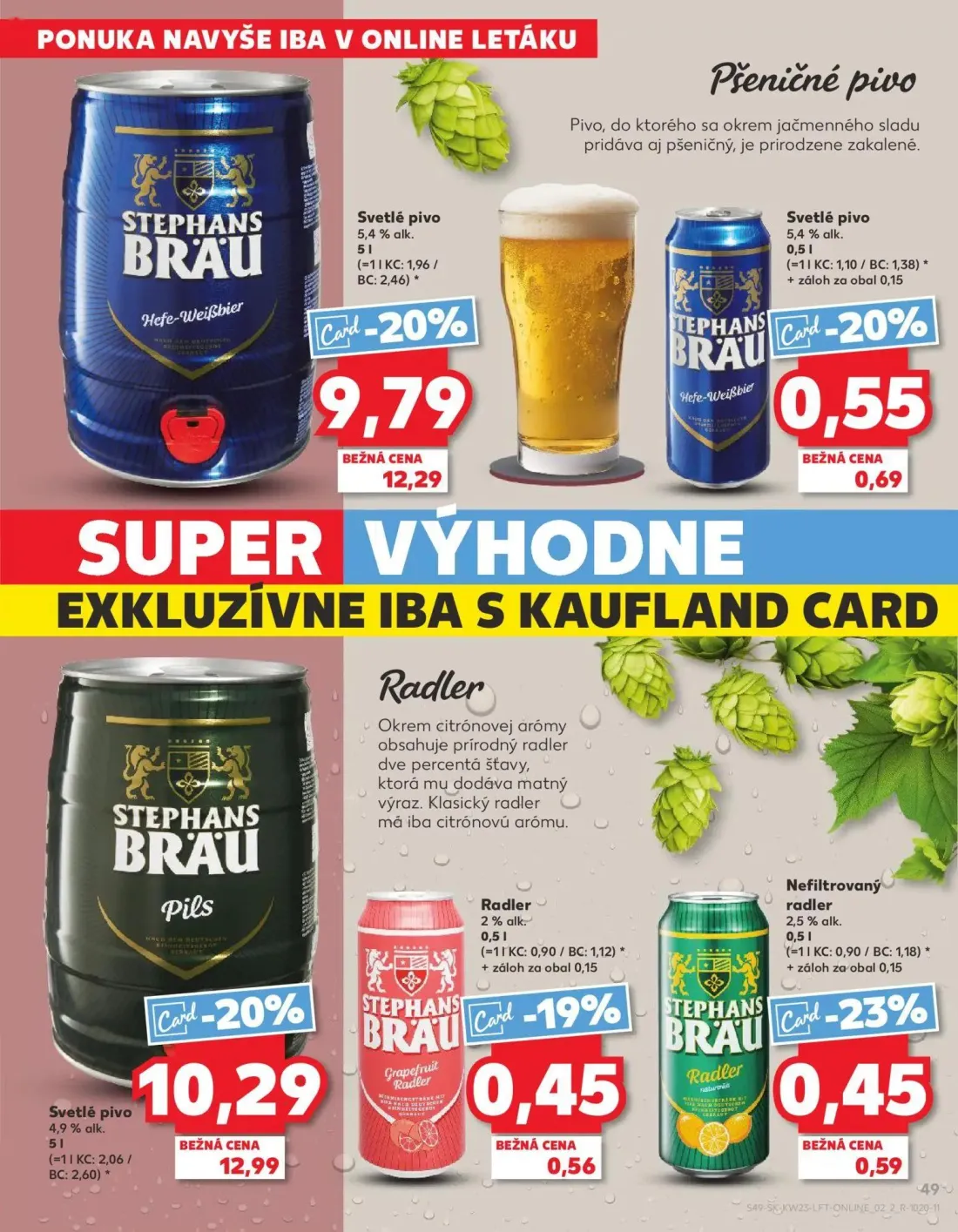 Kaufland leták, strana 49 z 76 — Svetlé pivo Pils, Svetlé pivo Hefe-Weißbier, Svetlé pivo Hefe-Weißbier