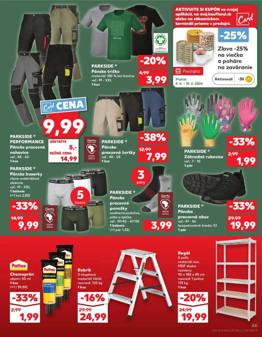 Kaufland leták, strana 65 z 76 — Rebrík, Regál, Záhradné rukavice