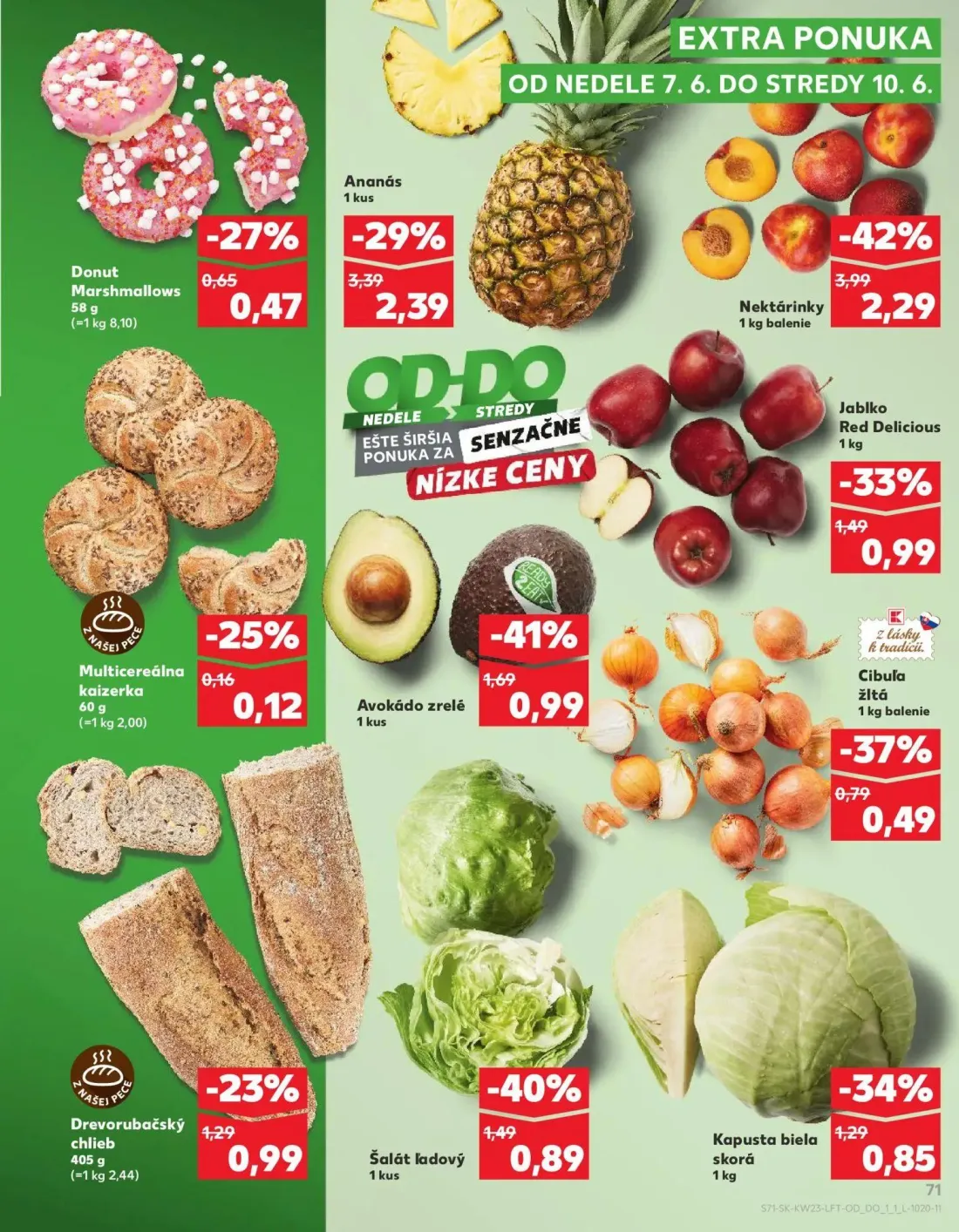 Kaufland leták, strana 71 z 76 — Nektarinky, Ananás, Jablko Red Delicious