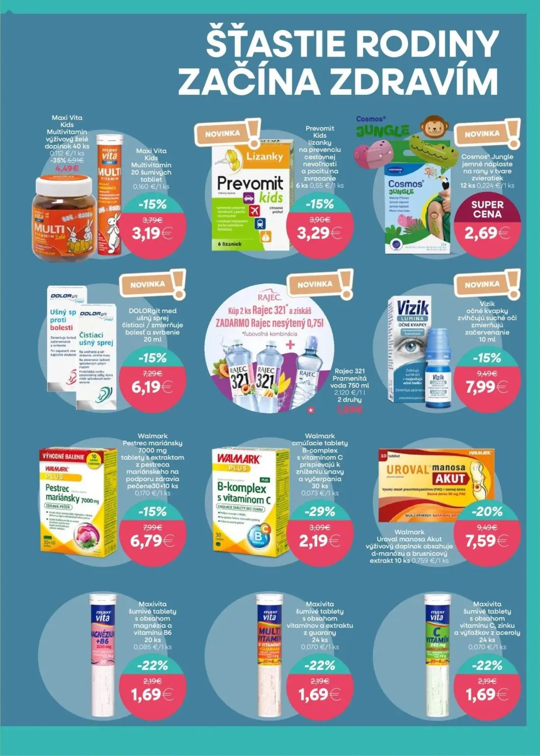 101 Drogerie leták, strana 3 z 8 — Maxi Vita Kids Multivitamin výživový želé doplnok, Walmark cmúľacie tablety B-complex s v…