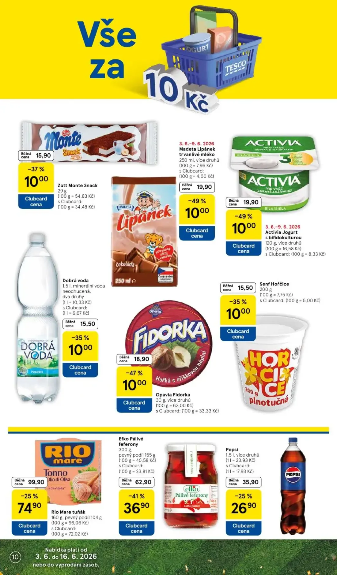 Tesco Supermarket leták, strana 10 z 10 — Pepsi, Opavia Fidorka