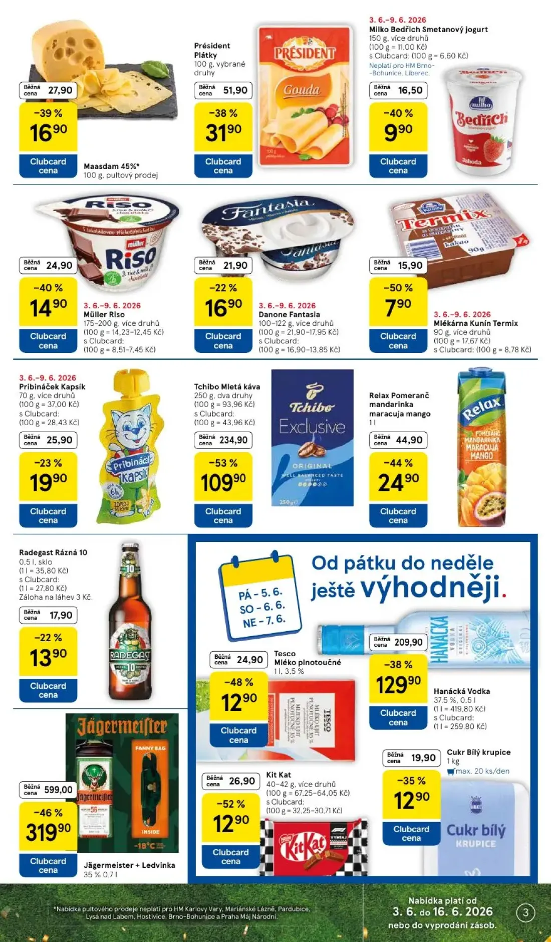 Tesco leták, strana 3 z 35 — Tesco Mléko plnotučné, Milko Bedřich Smetanový jogurt Jahoda