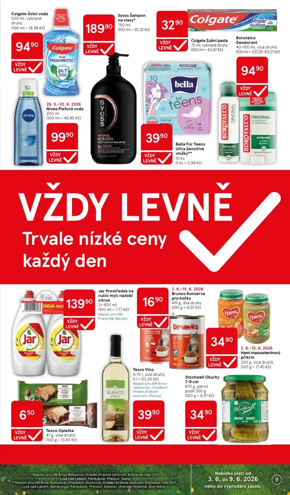 Tesco leták, strana 9 z 35 — Colgate Ústní voda, Syoss Šampon na vlasy*, Colgate Zubní pasta