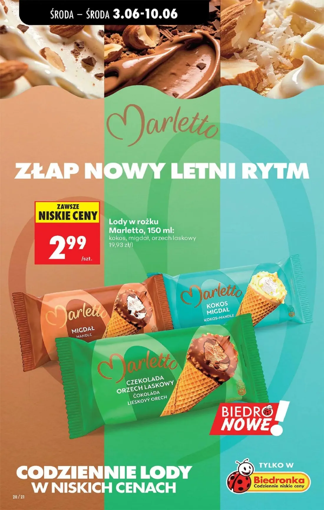 Biedronka gazetka, strona 22 z 76 — Lody w rożku Marletto