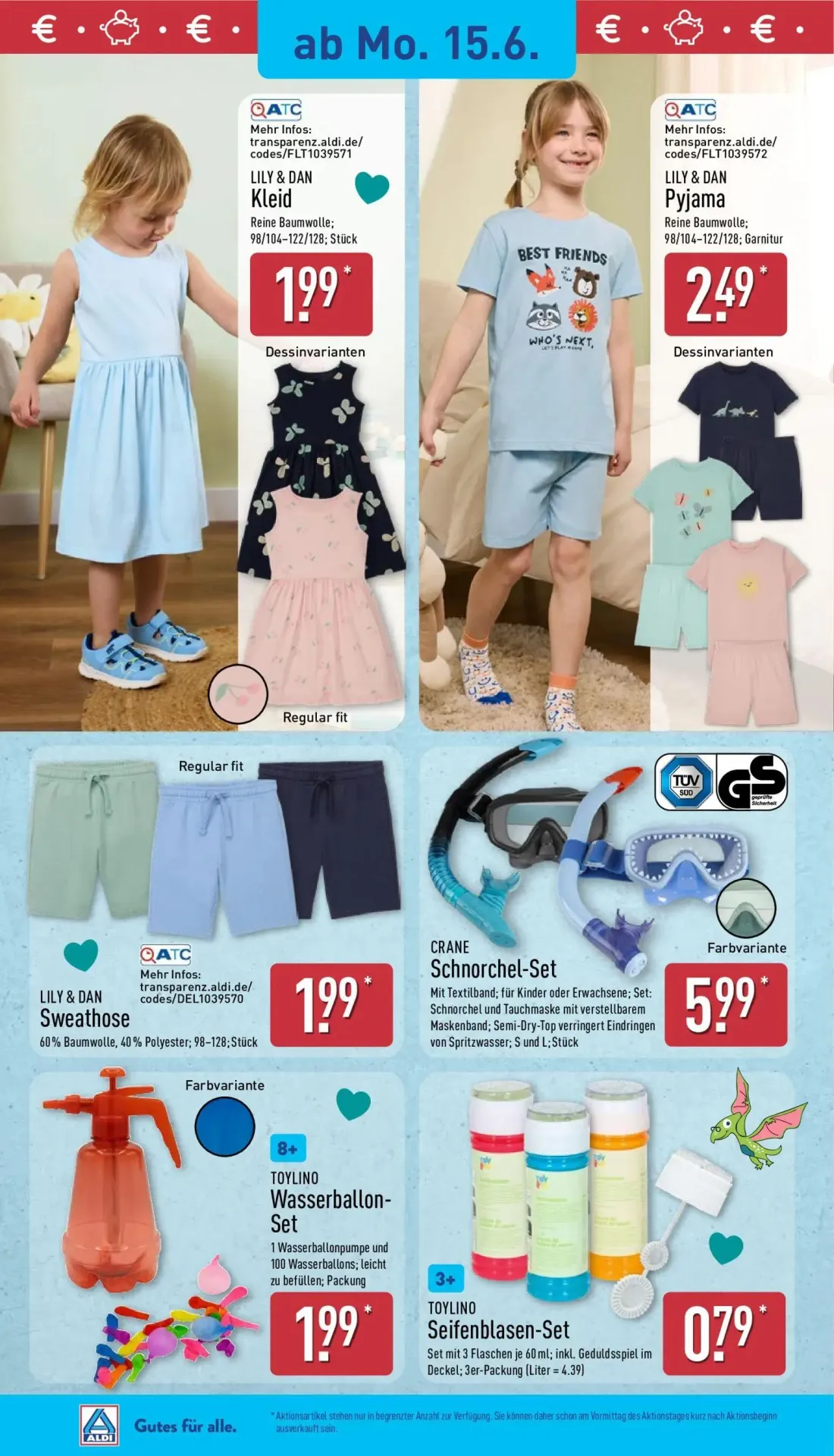 Aldi Nord Prospekt, Seite 3 von 14 — CRANE Schnorchel-Set, TOYLINO Wasserballon-Set, TOYLINO Seifenblasen-Set