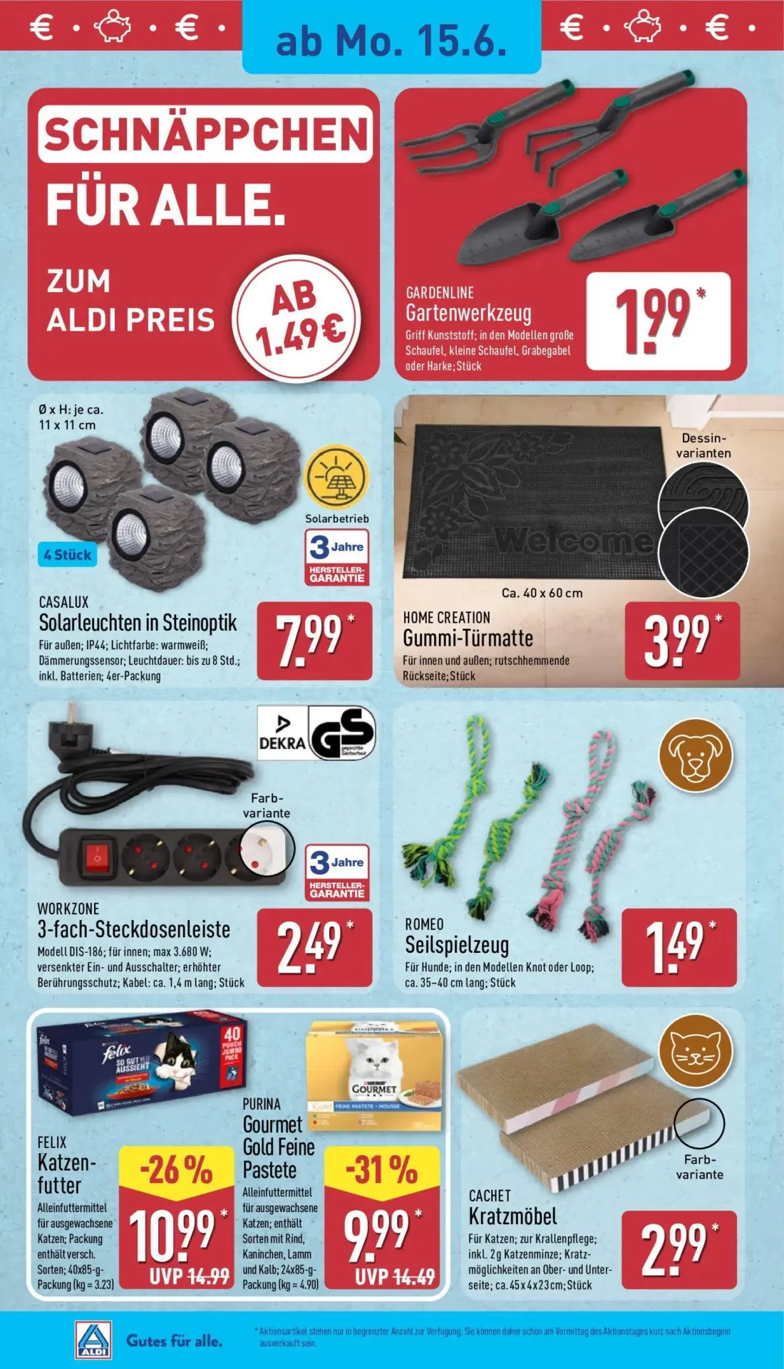 Aldi Nord Prospekt, Seite 7 von 14 — PURINA Gourmet Gold Feine Pastete, FELIX Katzenfutter, Gartenwerkzeug