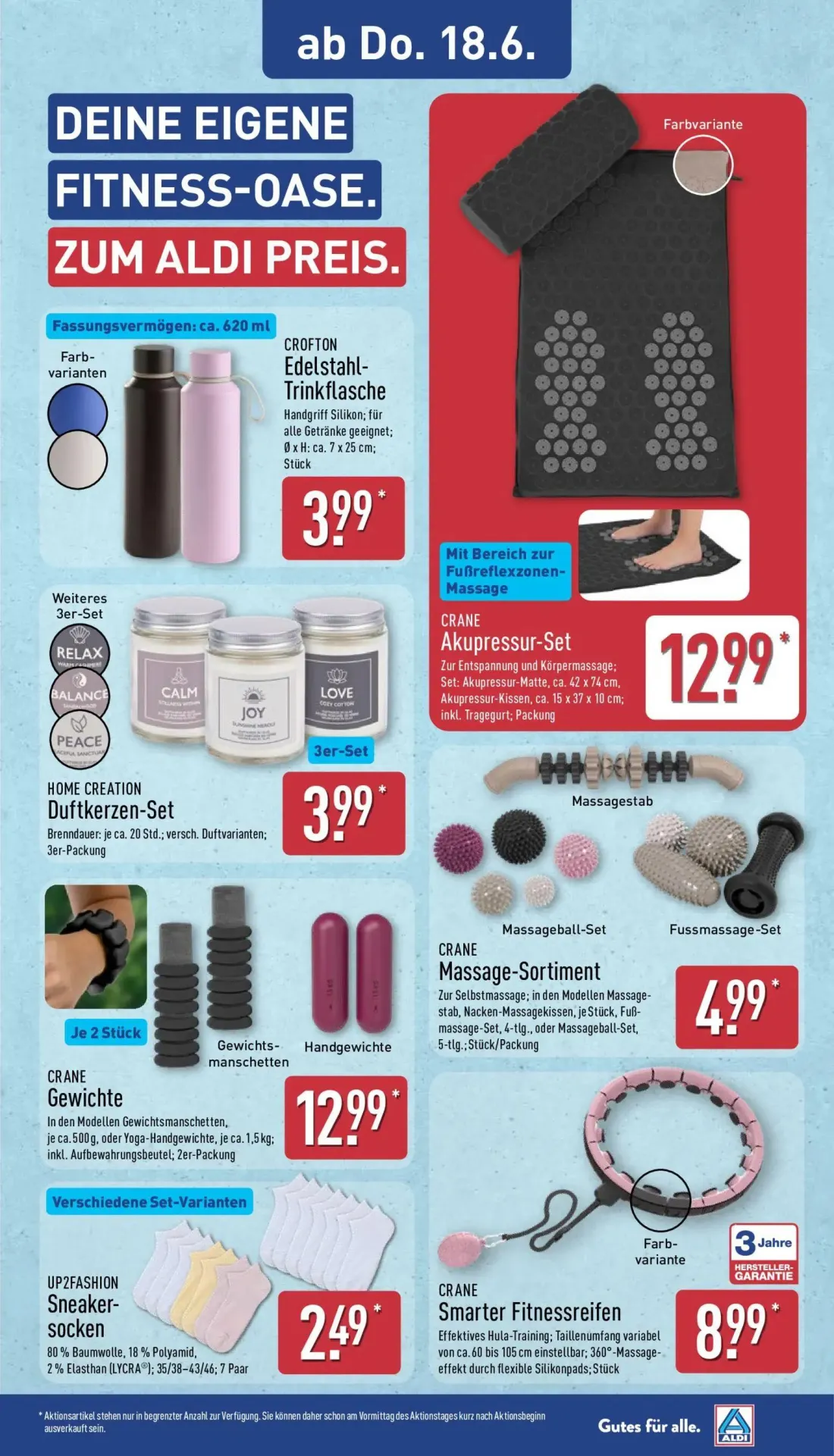 Aldi Nord Prospekt, Seite 10 von 14 — CRANE Akupressur-Set, CRANE Gewichte, CRANE Massage-Sortiment