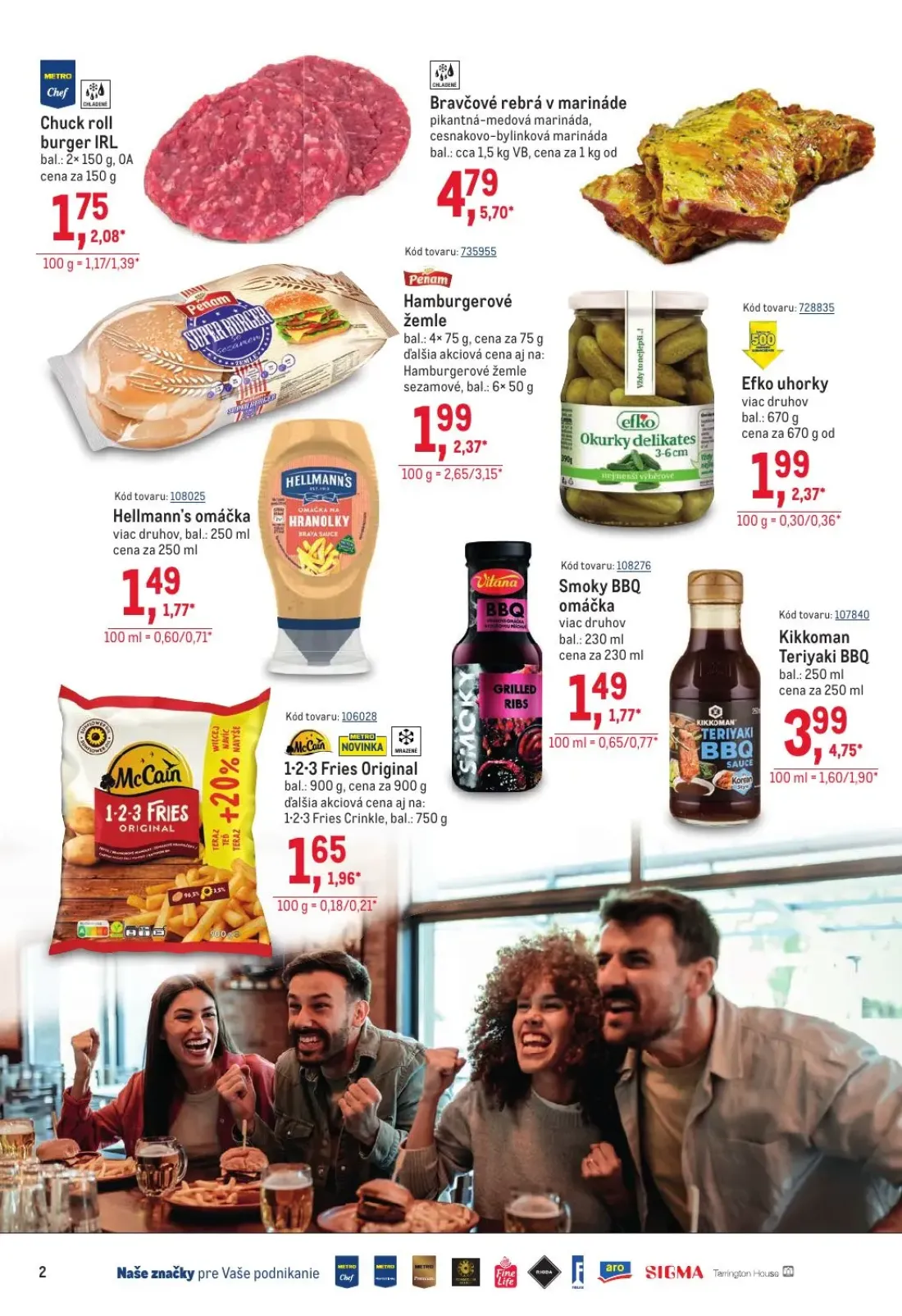 Metro leták, strana 2 z 40 — Bravčové rebrá v marináde, Kikkoman Teriyaki BBQ, Hamburgerové žemle