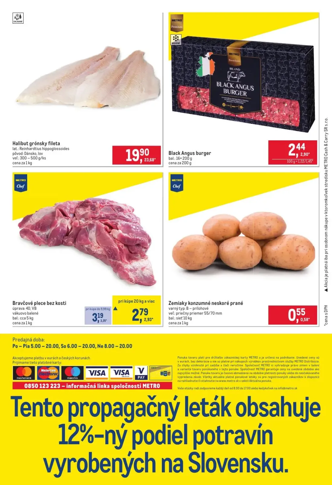 Metro leták, strana 6 z 6 — Bravčové plece bez kosti, Halibut grónsky fileta, Black Angus burger