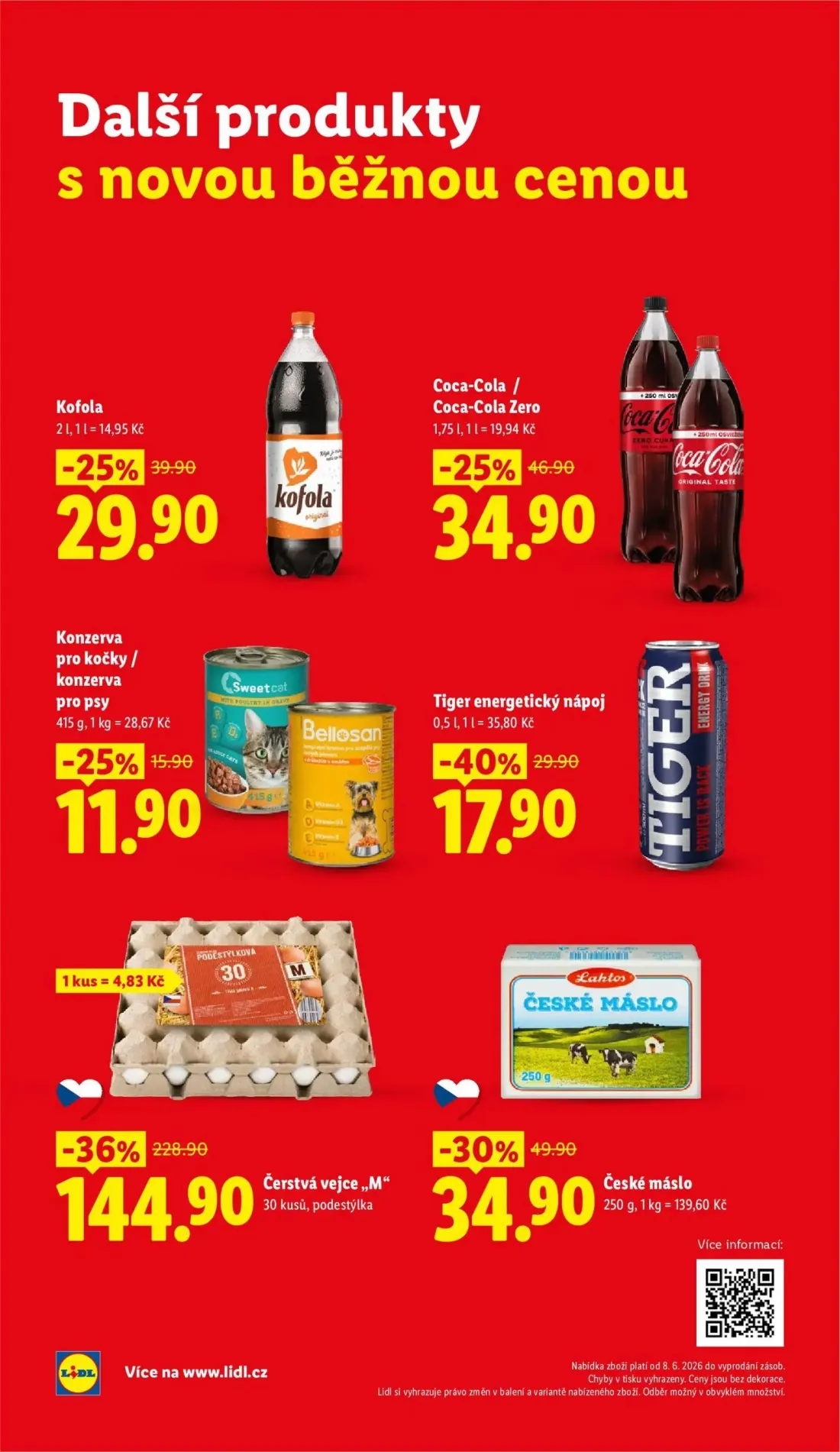 Lidl leták, strana 5 z 57 — Coca-Cola / Coca-Cola Zero, Tiger energetický nápoj, Kofola