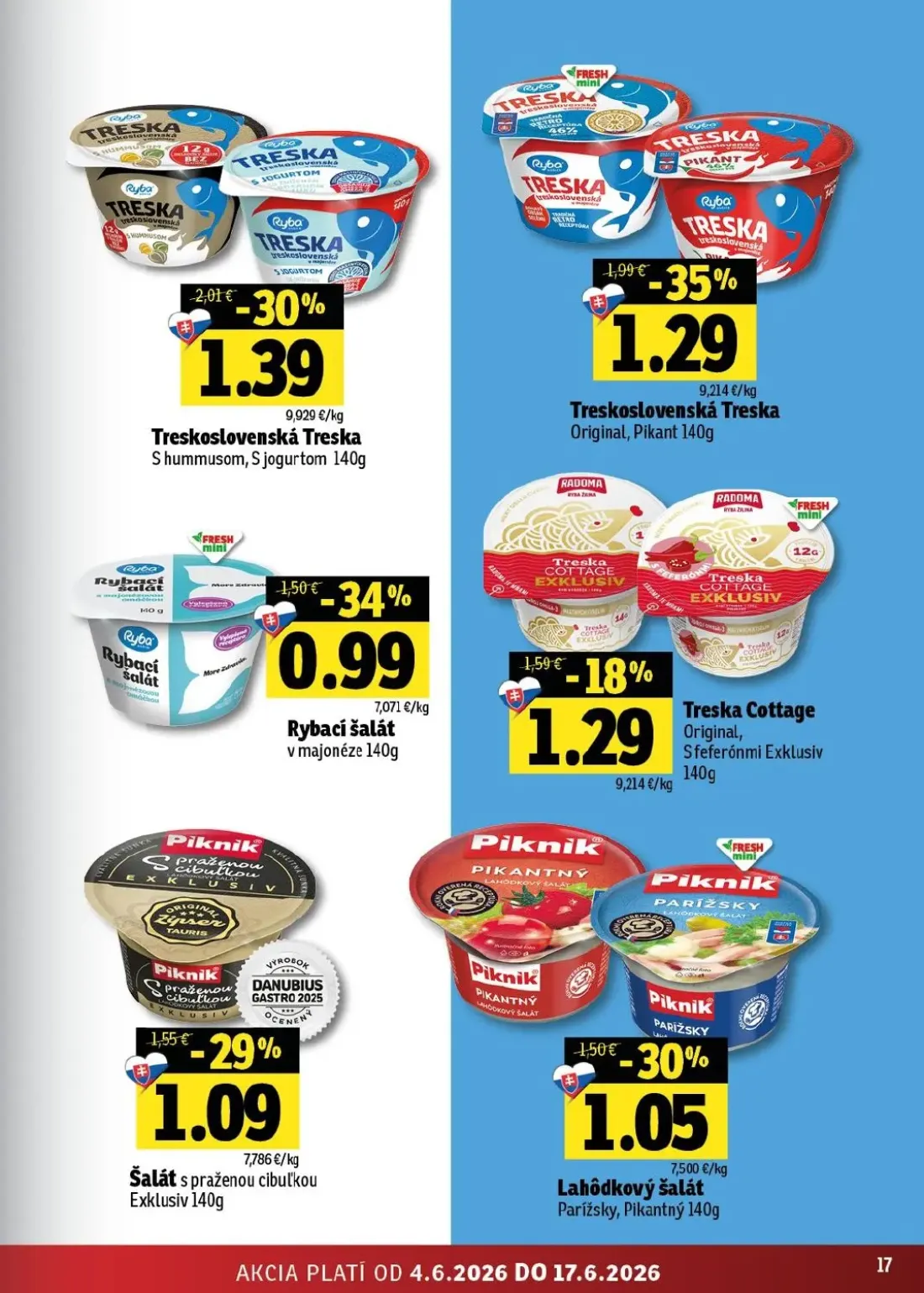 Terno leták, strana 17 z 56 — Treskoslovenská Treska Original, Pikant, Treskoslovenská Treska S hummusom, S jogurtom, Rybací…