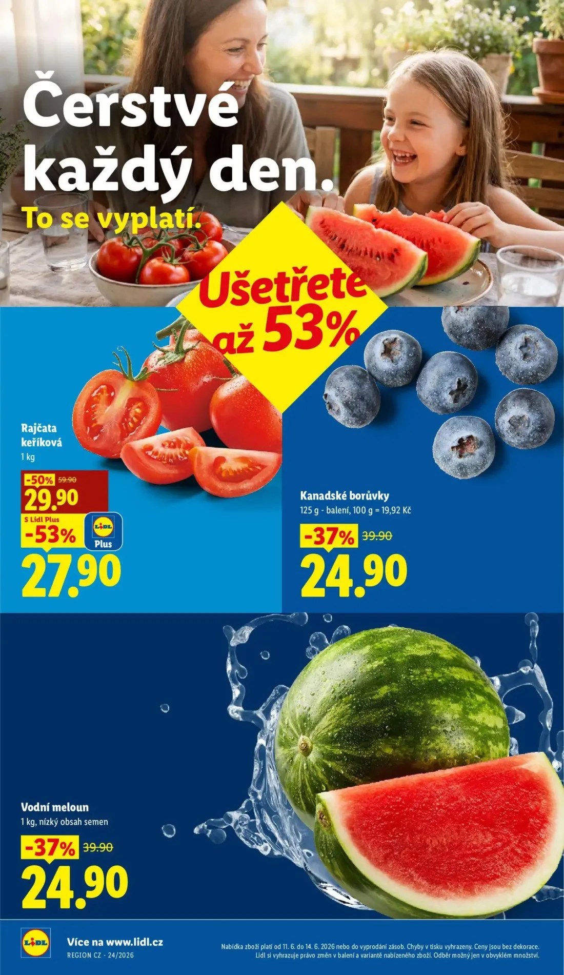 Lidl leták, strana 12 z 57 — Rajčata keříková, Kanadské borůvky, Vodní meloun