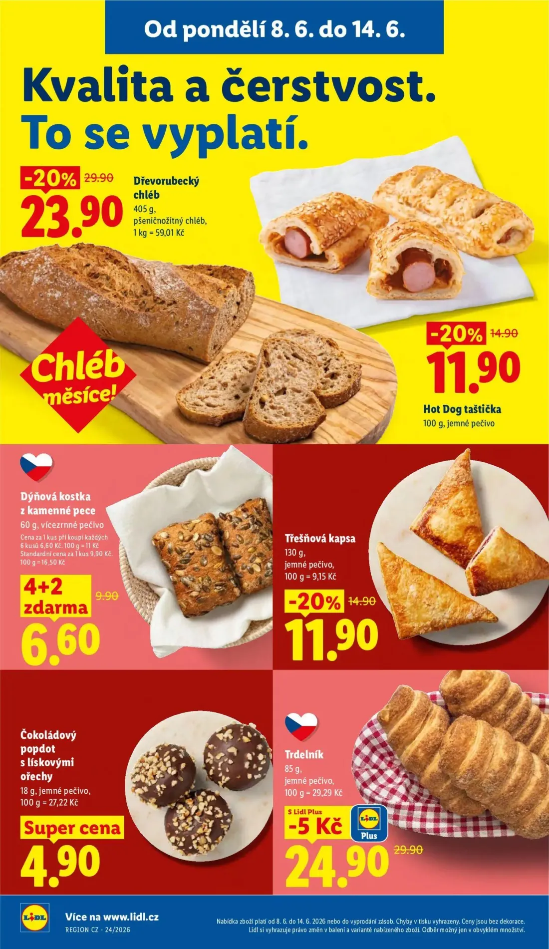 Lidl leták, strana 14 z 55 — Dřevorubecký chléb, Trdelník, Dýňová kostka z kamenné pece