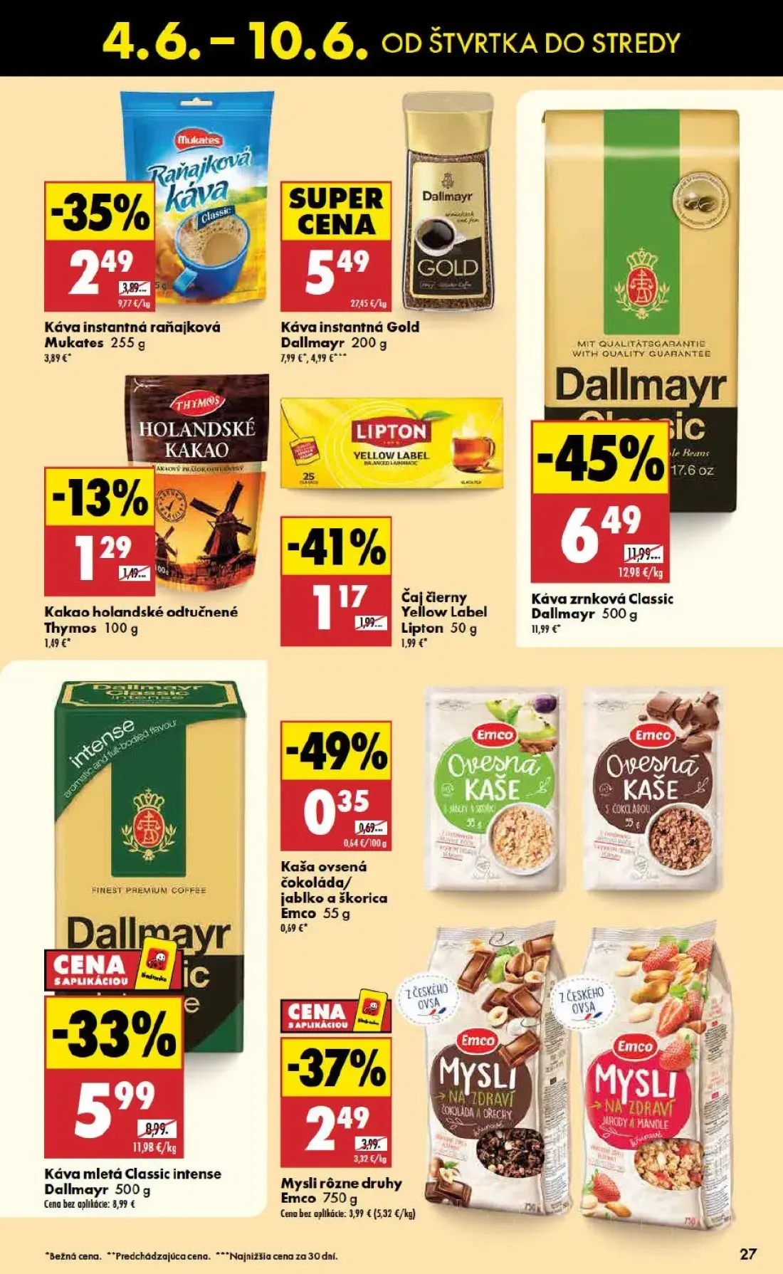 Terno leták, strana 27 z 48 — Káva zrnková Classic Dallmayr, Káva instantná Gold Dallmayr, Káva mletá Classic intense Dallma…