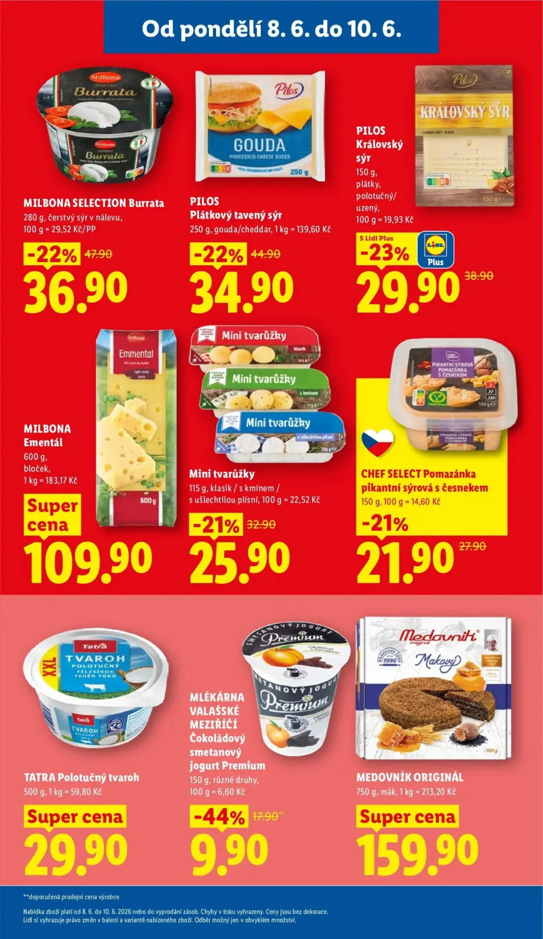 Lidl leták, strana 17 z 55 — MILBONA SELECTION Burrata, PILOS Plátkový tavený sýr, PILOS Královský sýr