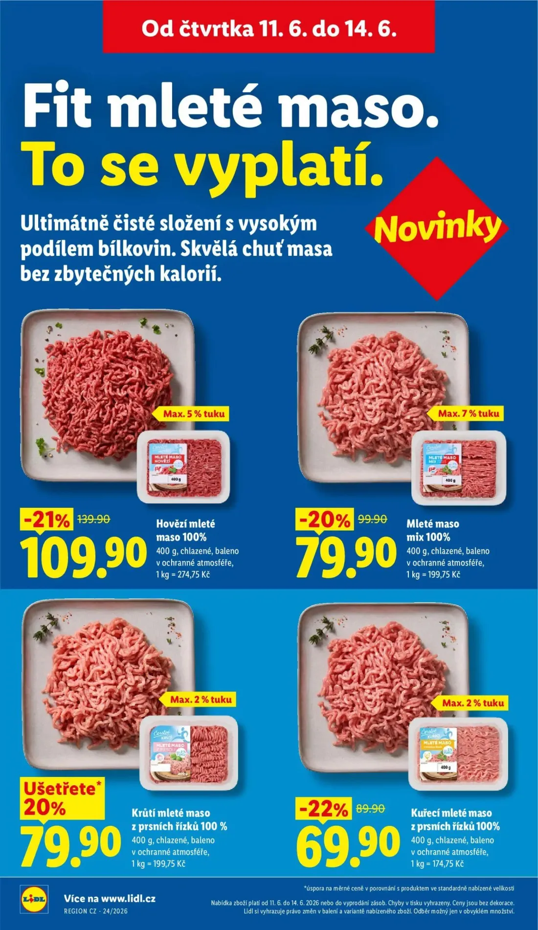 Lidl leták, strana 18 z 57 — Hovězí mleté maso 100%, Mleté maso mix 100%, Kuřecí mleté maso z prsních řízků 100%