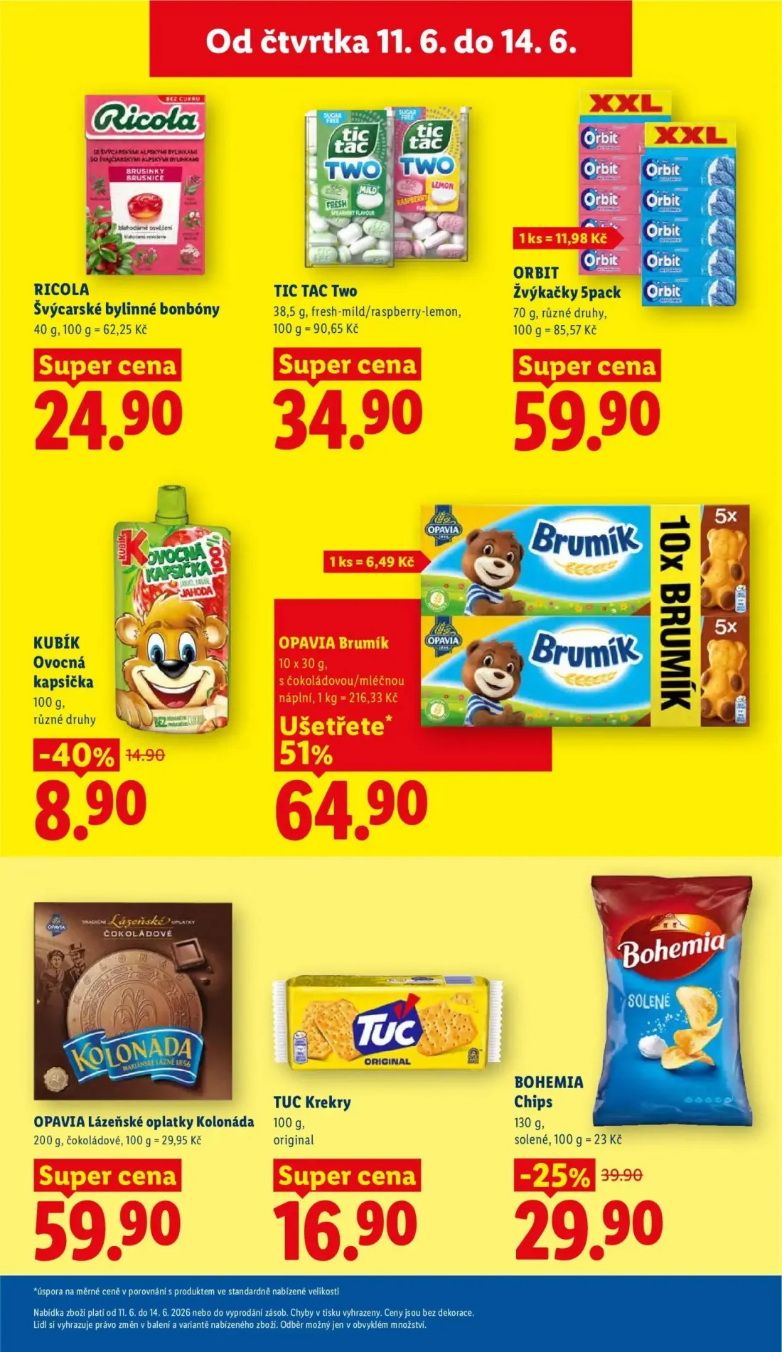 Lidl leták, strana 23 z 57 — BOHEMIA Chips, OPAVIA Brumík, OPAVIA Lázeňské oplatky Kolonáda