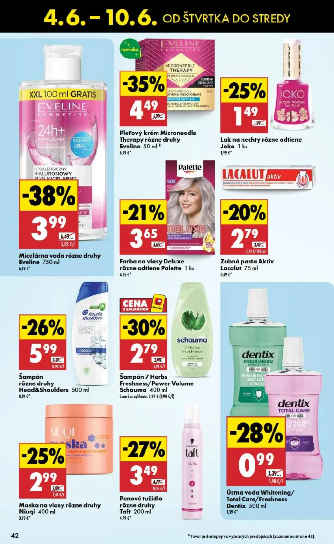 Terno leták, strana 42 z 48 — Pleťový krém Microneedle Therapy rôzne druhy Eveline, Micelárna voda rôzne druhy Eveline, Šamp…
