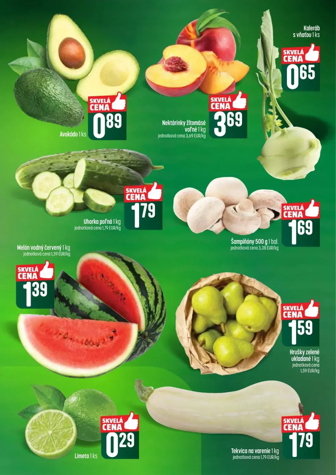 Coop Tempo leták, strana 9 z 62 — Nektárinky žltomäsé, Melón vodný červený, Hrušky zelené ukladané