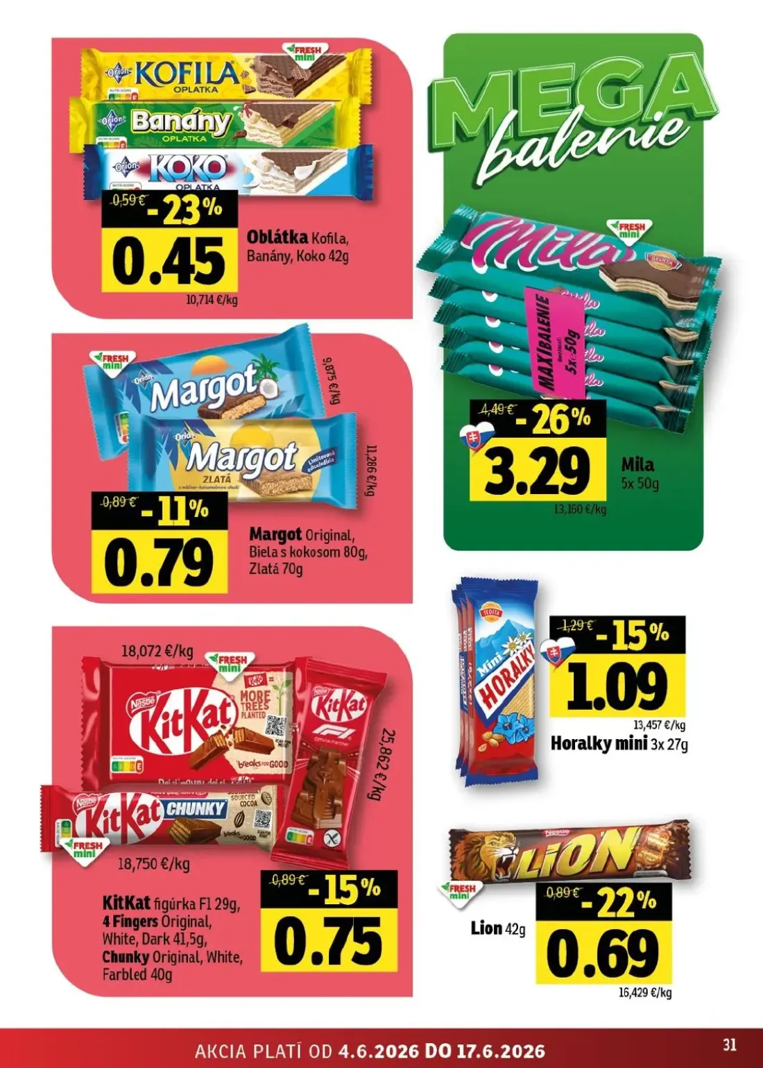 Fresh - západ leták, strana 31 z 52 — Mila, Horalky mini, Lion