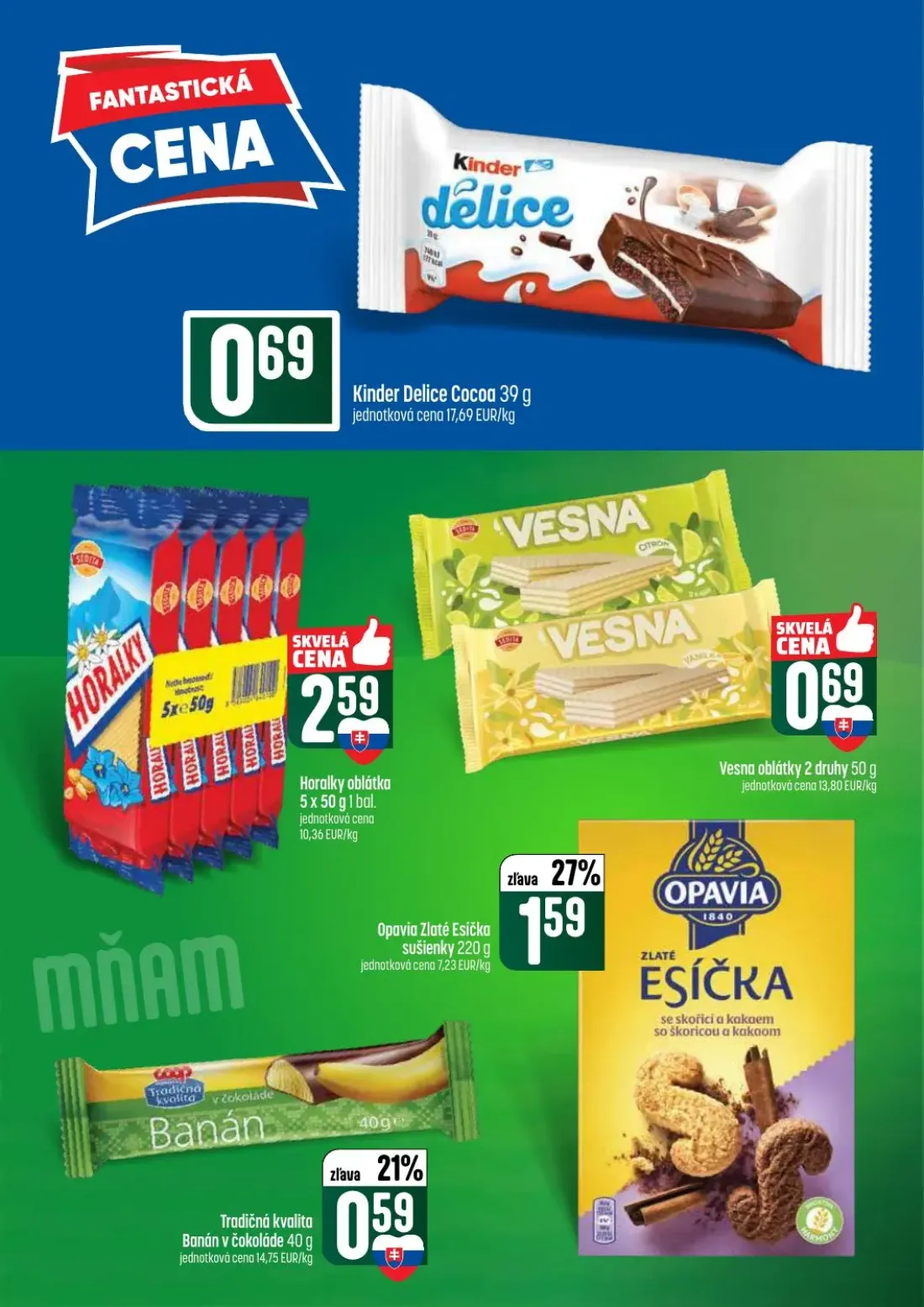 Coop Tempo leták, strana 42 z 62 — Kinder Delice Cocoa, Horalky oblátka, Tradičná kvalita Banán v čokoláde