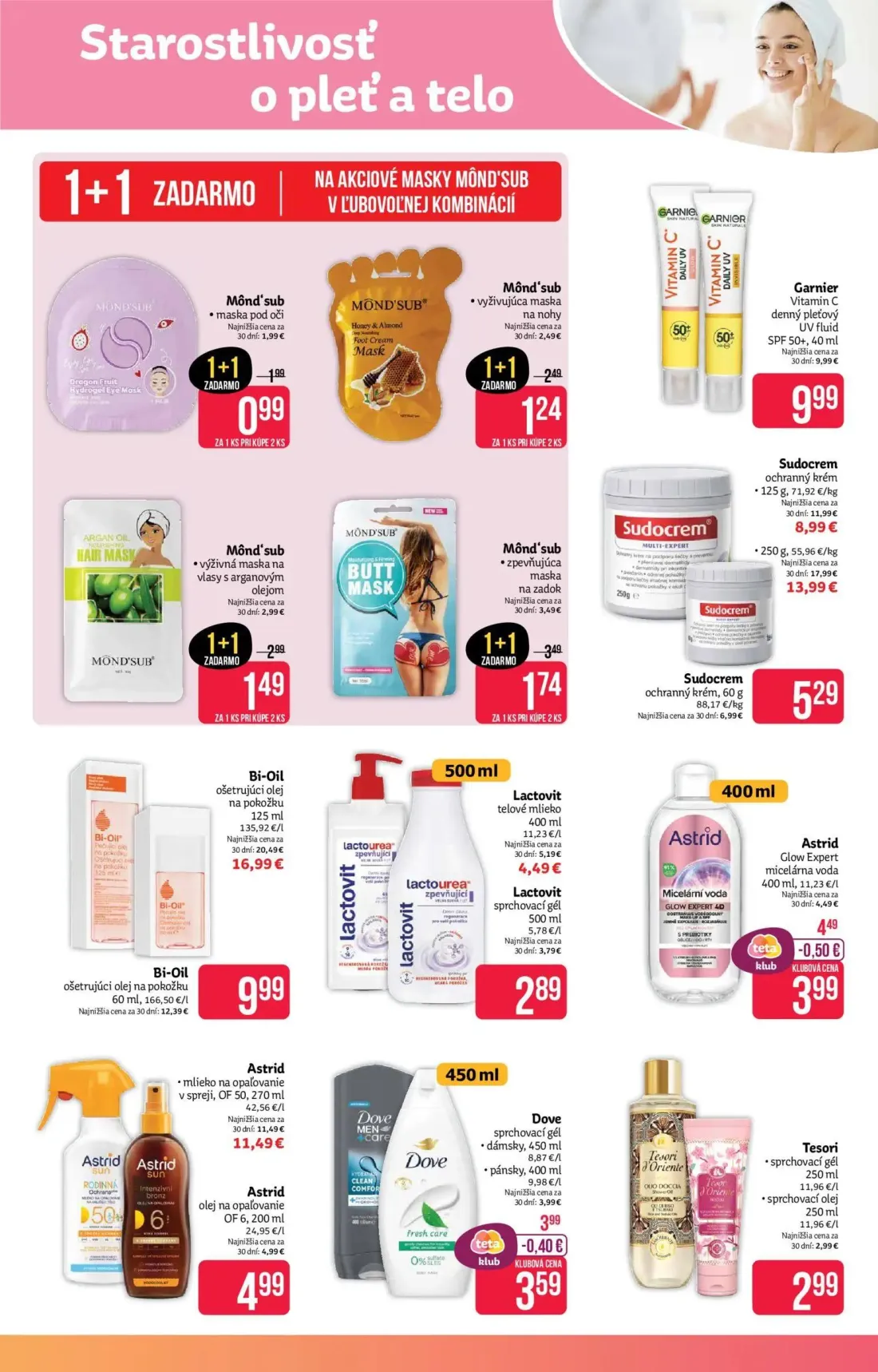 Teta Drogerie leták, strana 9 z 16 — Dove sprchovací gél dámsky, Garnier Vitamin C denný pleťový UV fluid SPF 50+