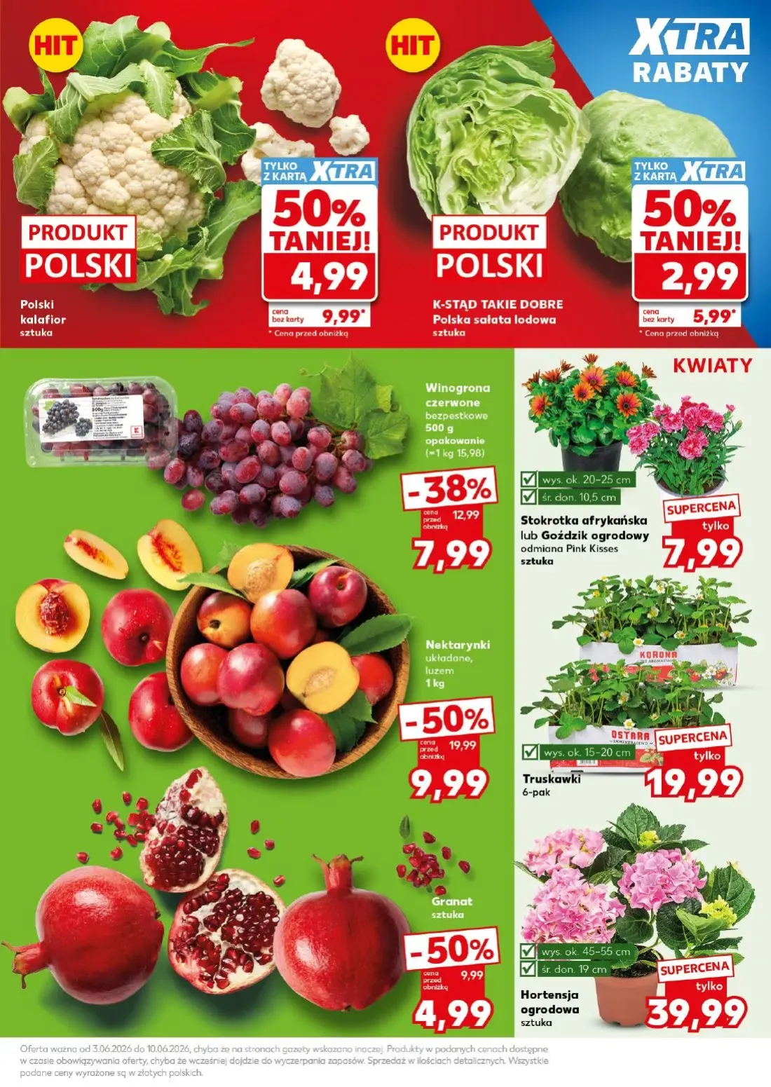 Kaufland gazetka, strona 9 z 24 — Nektarynki układane, luzem, Polski kalafior, Winogrona czerwone bezpestkowe