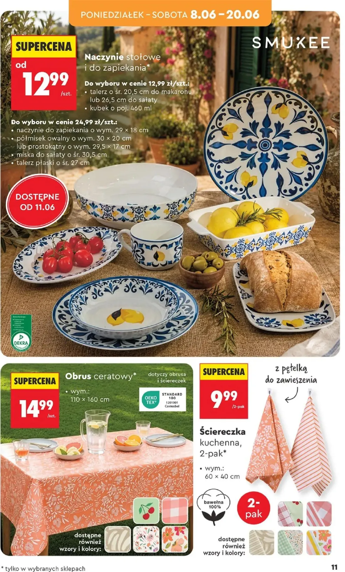 Biedronka gazetka, strona 13 z 46 — Naczynie stołowe i do zapiekania, Obrus ceratowy, Ściereczka kuchenna, 2-pak