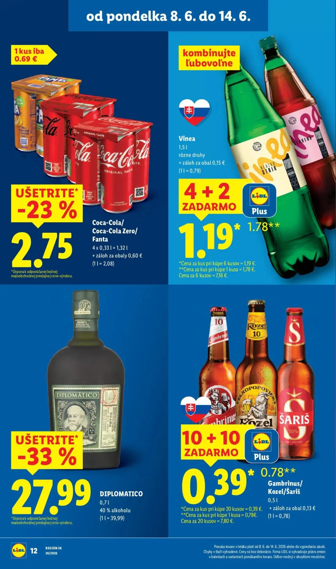 Lidl leták, strana 22 z 99 — Vinea, Coca-Cola/Coca-Cola Zero/Fanta