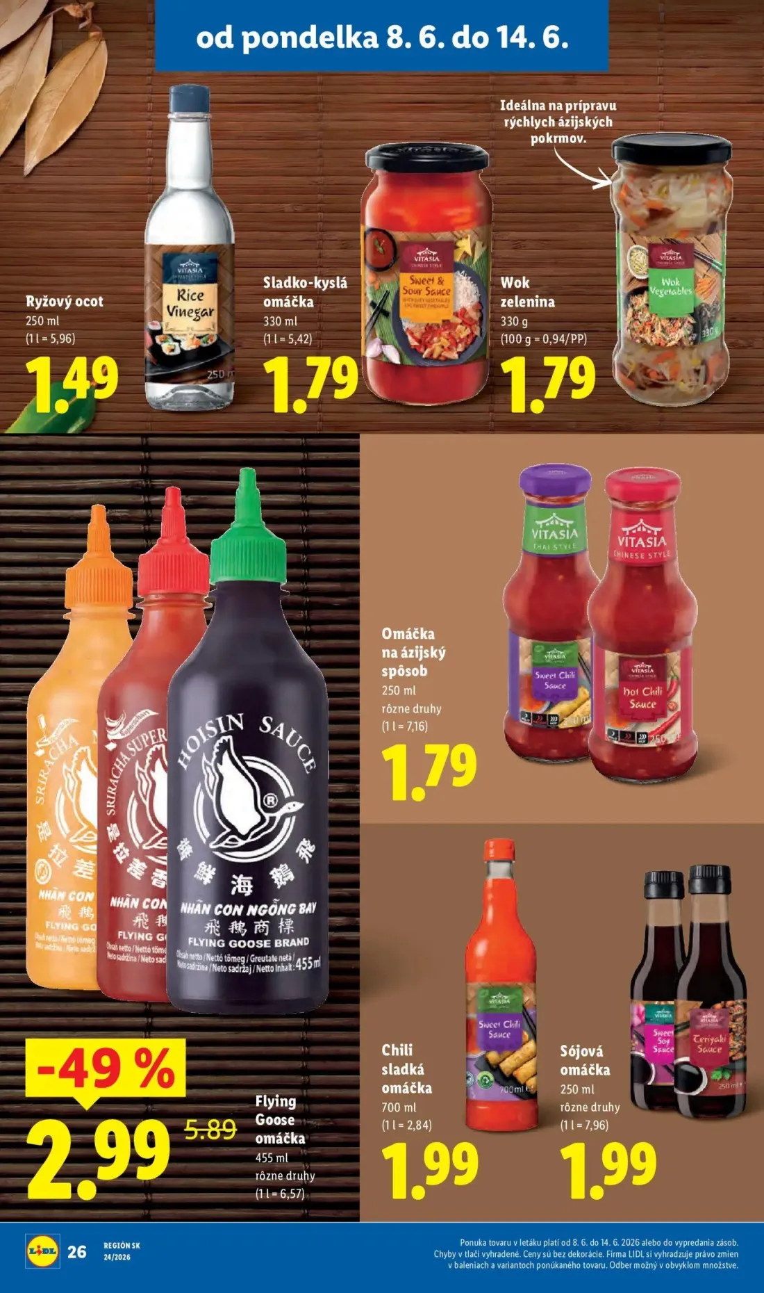 Lidl leták, strana 38 z 99 — Flying Goose omáčka, Ryžový ocot, Sladko-kyslá omáčka