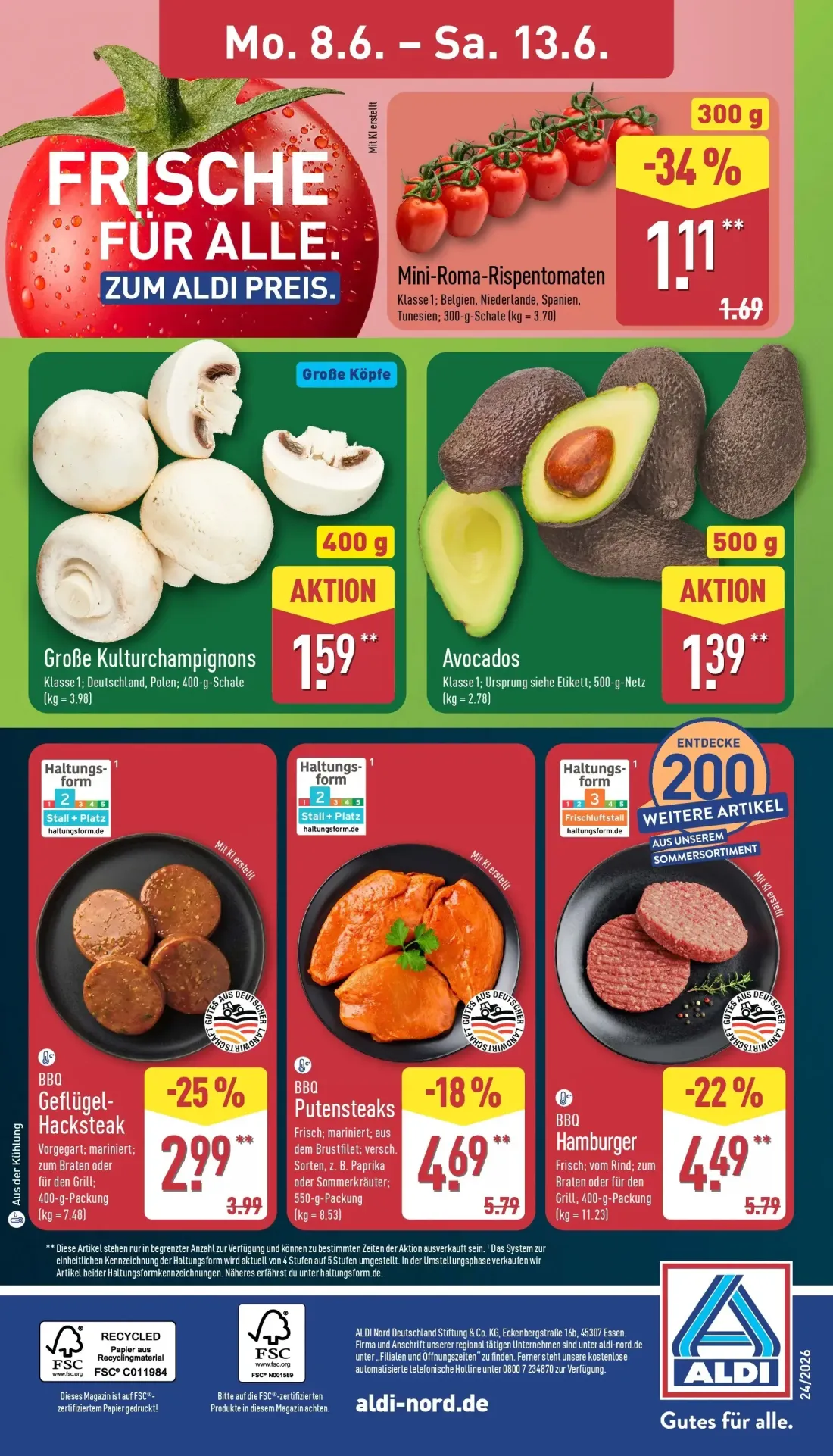 Aldi Nord Prospekt, Seite 4 von 40 — BBQ Hamburger, BBQ Putensteaks, BBQ Geflügel-Hacksteak