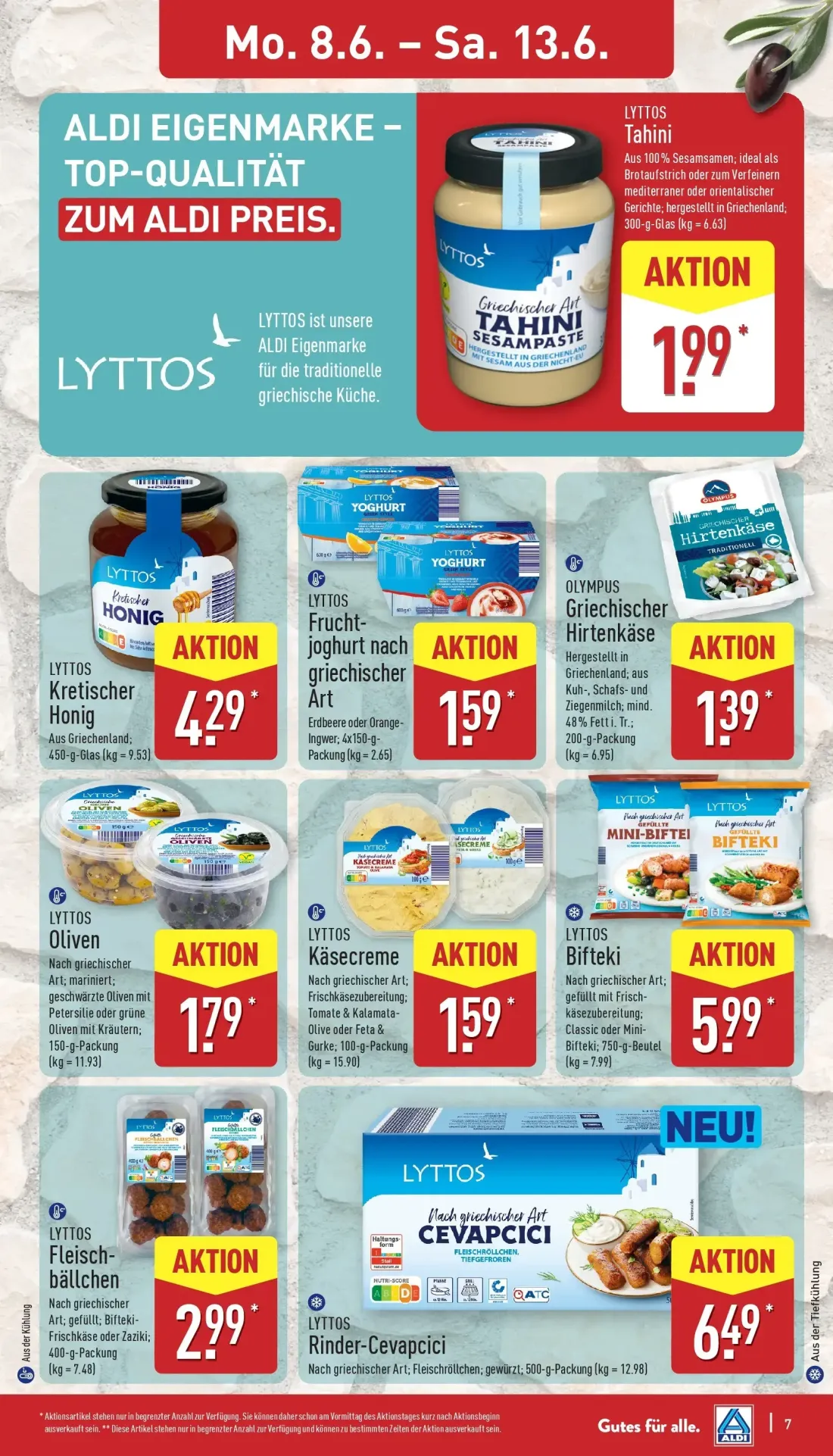 Aldi Nord Prospekt, Seite 11 von 40 — Tahini, Kretischer Honig, Fruchtjoghurt nach griechischer Art