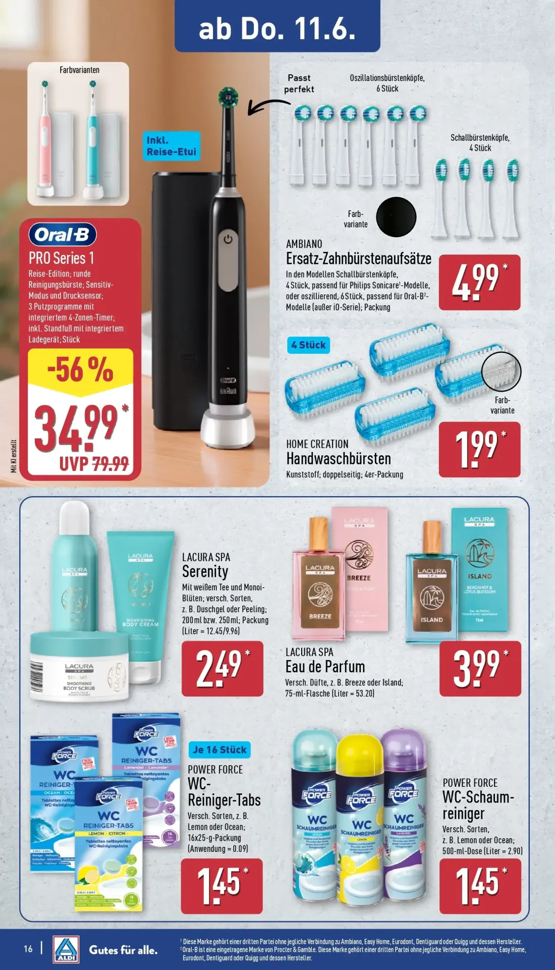 Aldi Nord Prospekt, Seite 20 von 40 — Oral-B PRO Series 1, AMBIANO Ersatz-Zahnbürstenaufsätze, HOME CREATION Handwaschbürsten