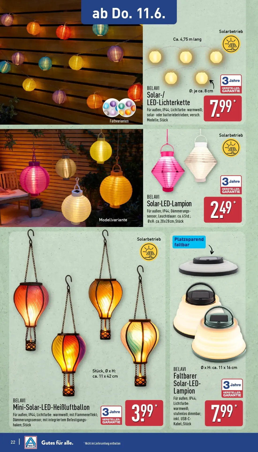 Aldi Nord Prospekt, Seite 26 von 40 — BELAVI Solar-/ LED-Lichterkette, BELAVI Solar-LED-Lampion, BELAVI Mini-Solar-LED-Heißl…