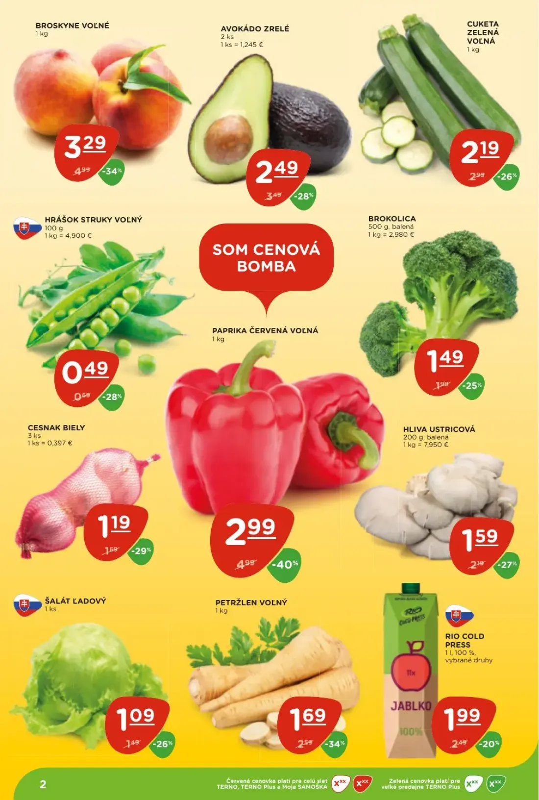 Terno leták, strana 2 z 24 — PAPRIKA ČERVENÁ VOĽNÁ, AVOKÁDO ZRELÉ, PETRŽLEN VOĽNÝ