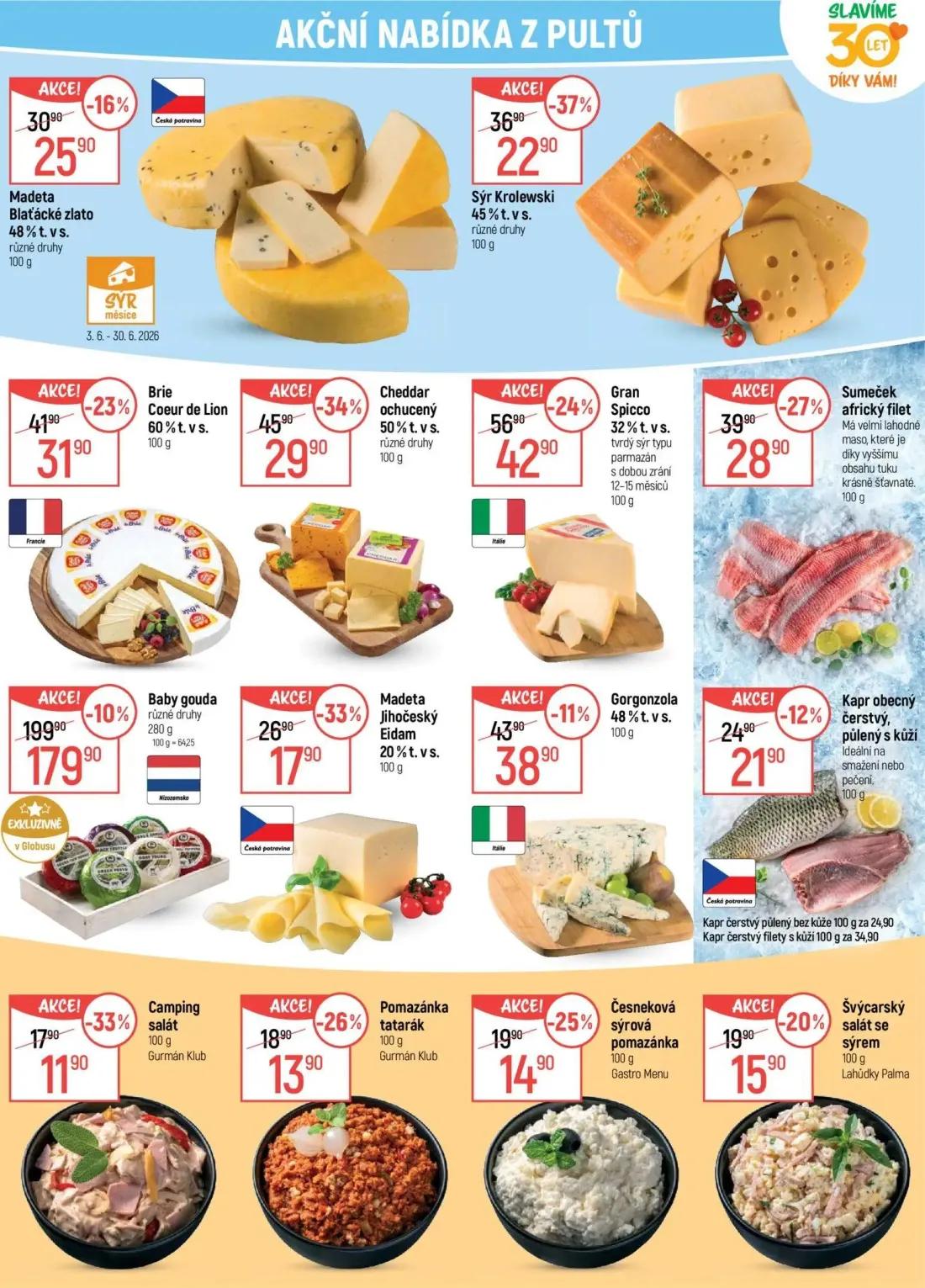 GLOBUS leták, strana 6 z 55 — Baby gouda, Cheddar ochucený, Sýr Krolewski