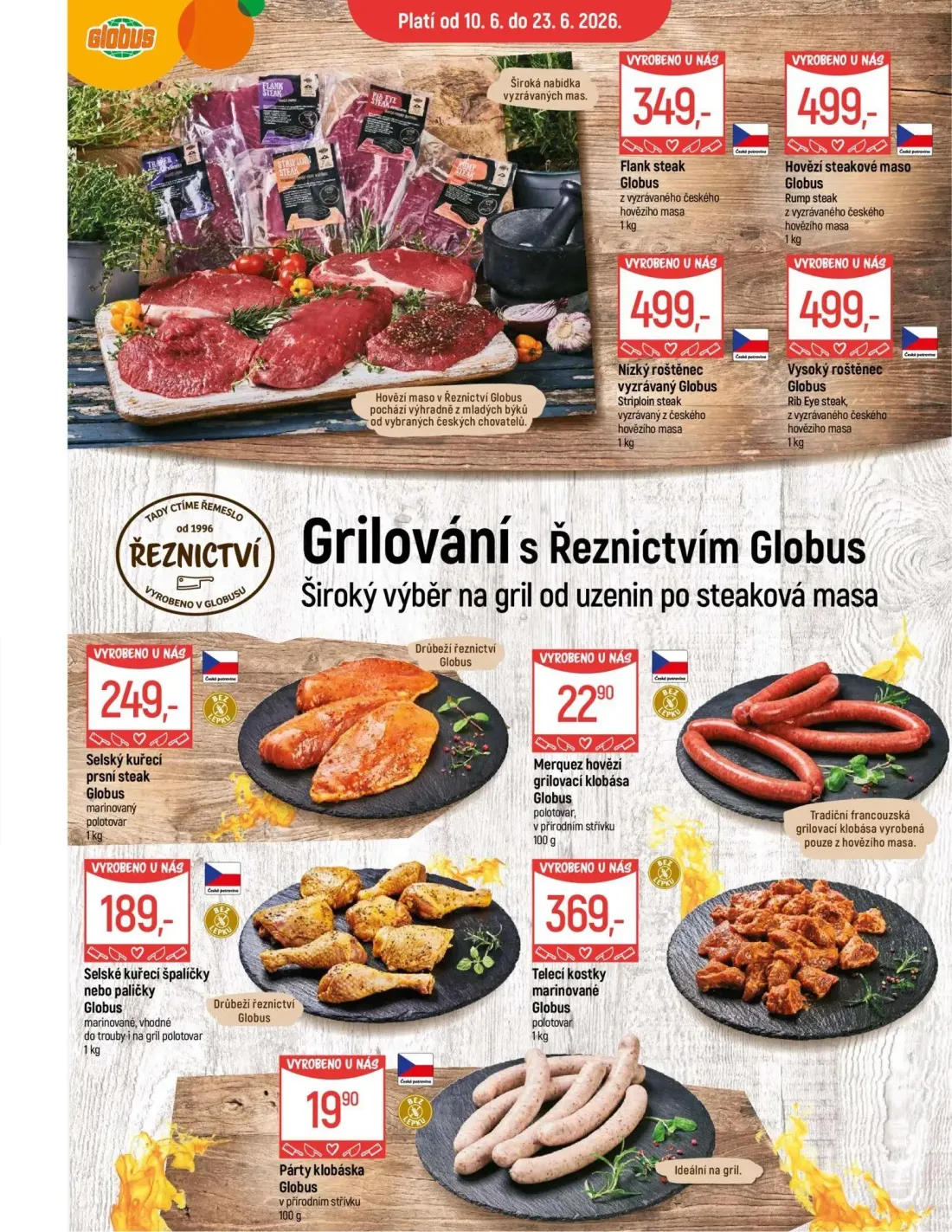 GLOBUS leták, strana 14 z 55 — Flank steak, Merquez hovězí grilovací klobása Globus