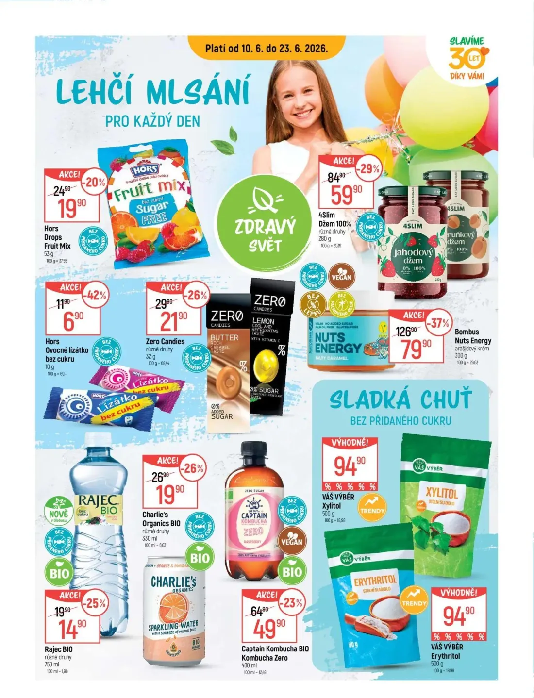 GLOBUS leták, strana 22 z 55 — Bombus Nuts Energy arašídový krém, 4Slim Džem 100%, Captain Kombucha BIO Kombucha Zero