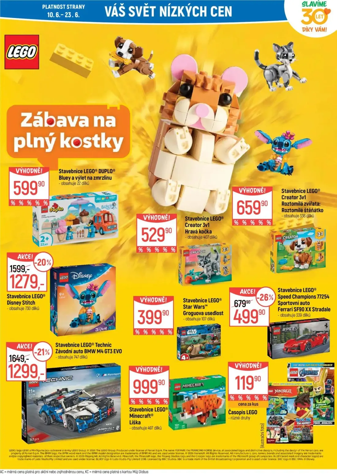 GLOBUS leták, strana 41 z 55 — Stavebnice LEGO® Technic Závodní auto BMW M4 GT3 EVO, Stavebnice LEGO® Disney Stitch, Stavebn…
