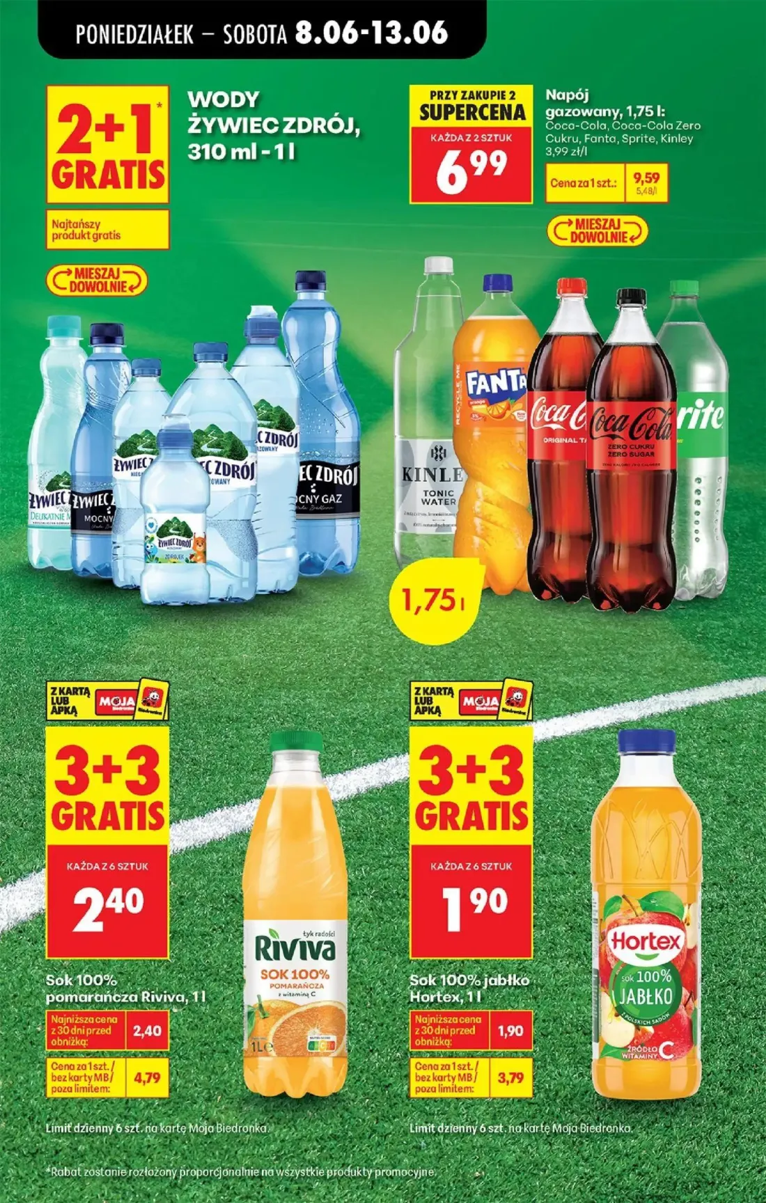 Biedronka gazetka, strona 21 z 88 — Napój gazowany Coca-Cola, Coca-Cola Zero Cukru, Fanta, Sprite, Kinley, Sok 100% pomarańc…