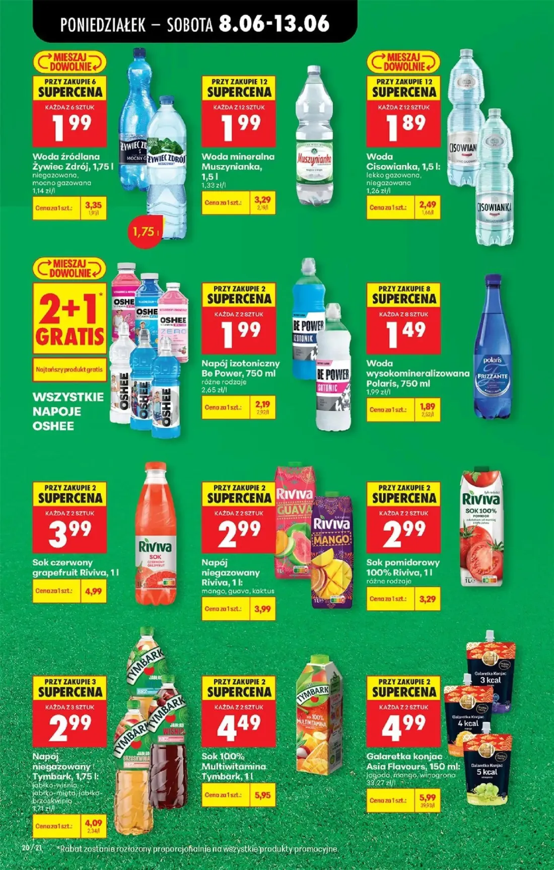 Biedronka gazetka, strona 22 z 88 — Sok 100% Multiwitamina Tymbark, Woda źródlana Żywiec Zdrój, Woda mineralna Muszynianka