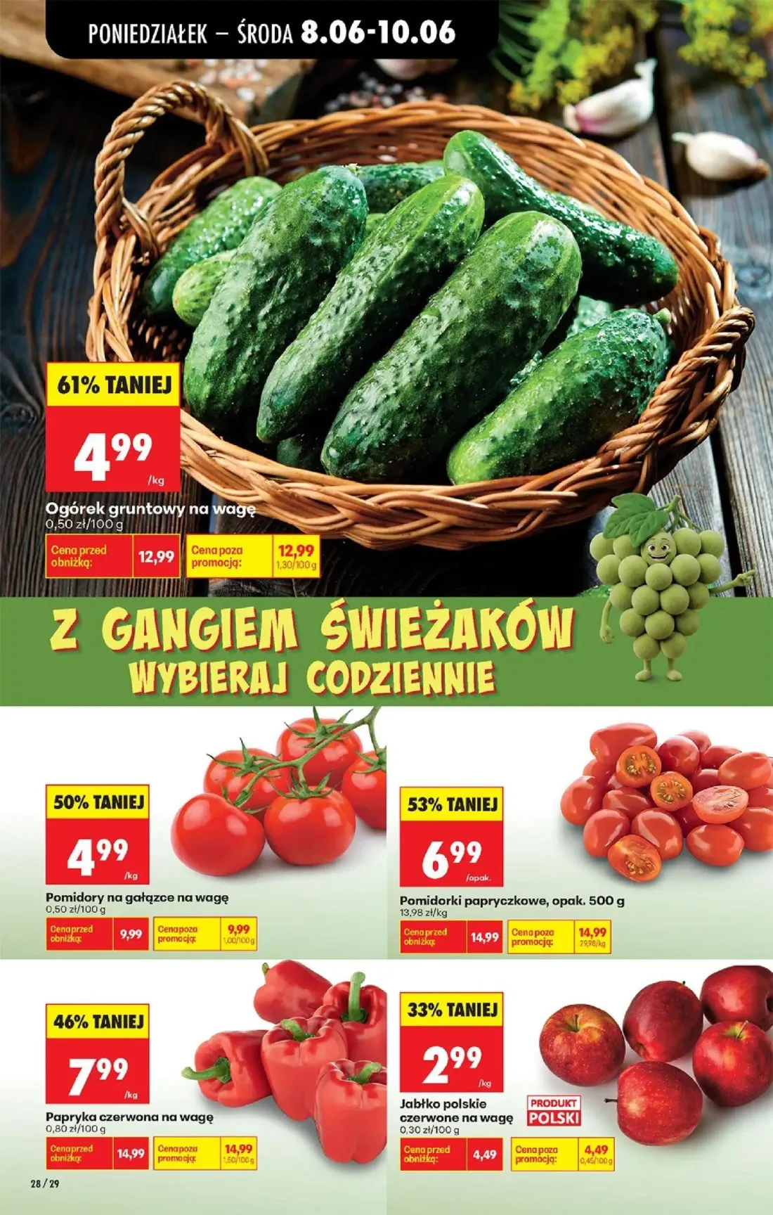 Biedronka gazetka, strona 30 z 88 — Ogórek gruntowy, Pomidorki papryczkowe, Papryka czerwona