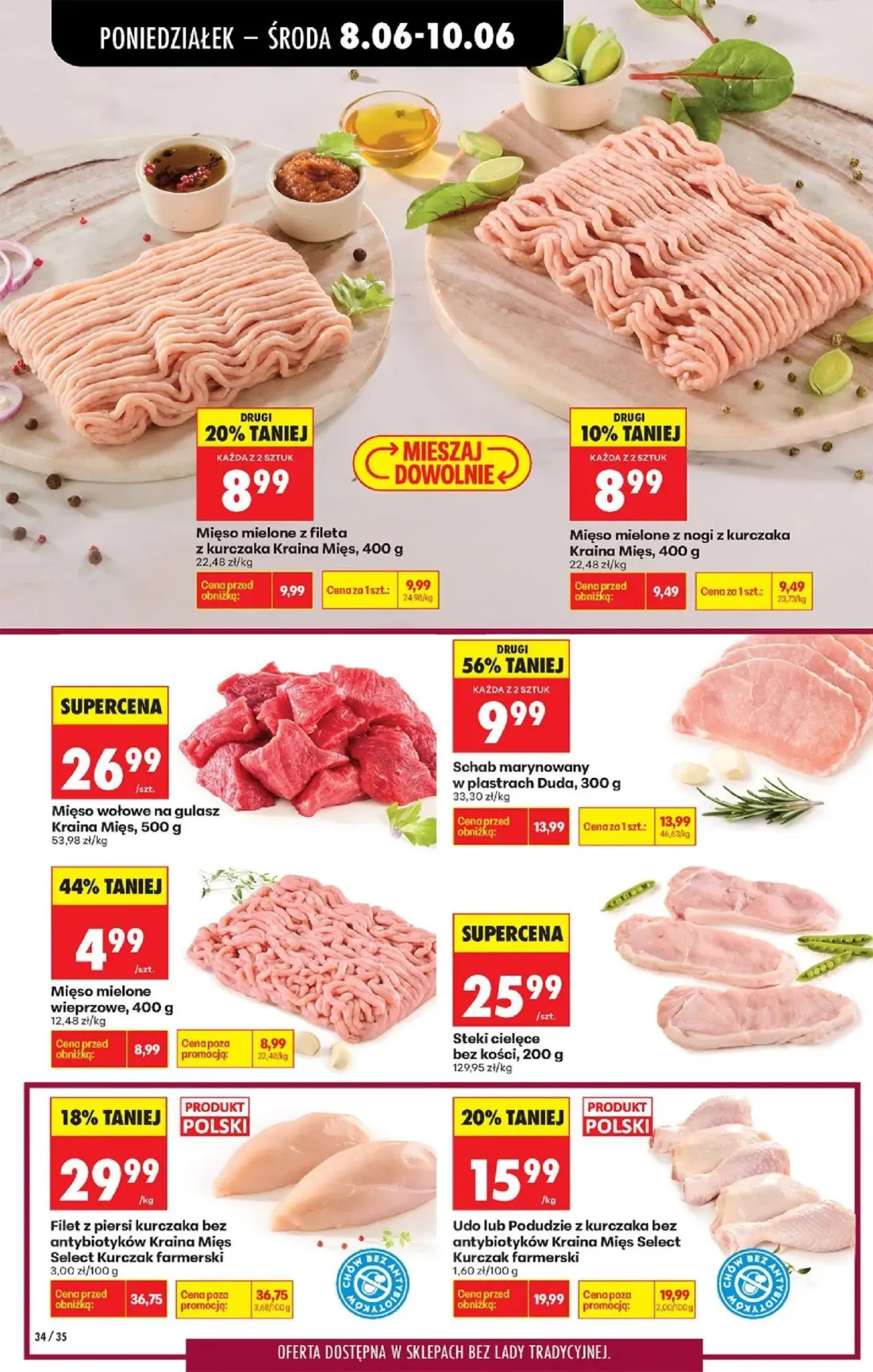 Biedronka gazetka, strona 38 z 88 — Filet z piersi kurczaka bez antybiotyków Kraina Mięs Select Kurczak farmerski, Schab mar…