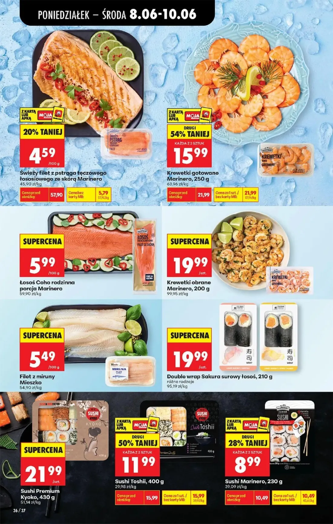 Biedronka gazetka, strona 40 z 88 — Krewetki gotowane Marinero, Sushi Toshii, Sushi Marinero